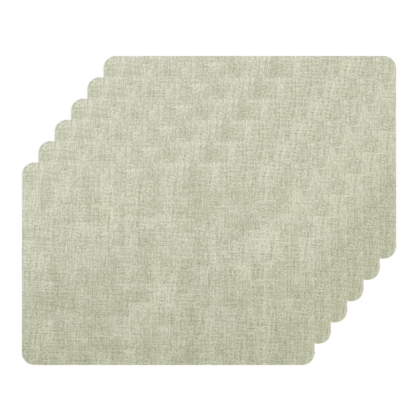Unique Bargains Set of 6 Faux Leather Heat Resistant Waterproof Dining PU Place Mats Light Green
