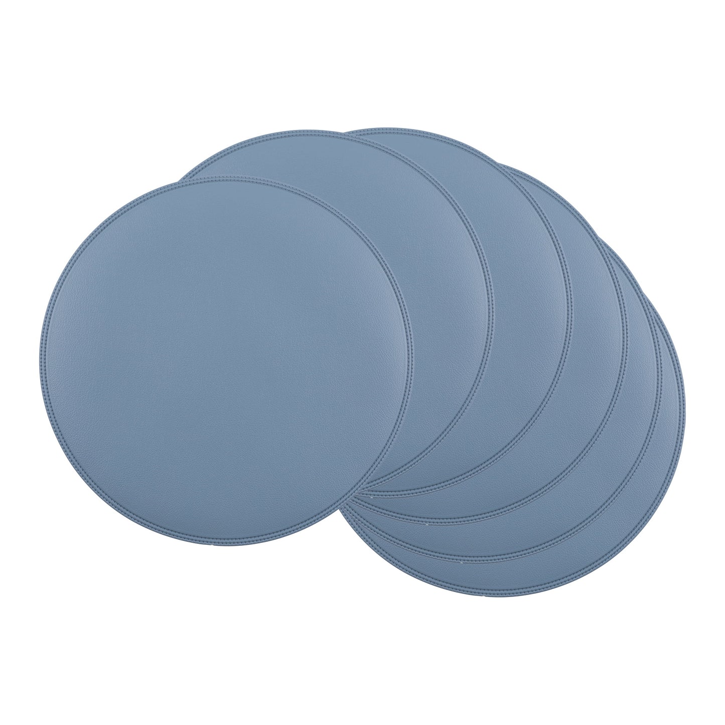 Unique Bargains Set of 6 Faux Leather Placemats Blue