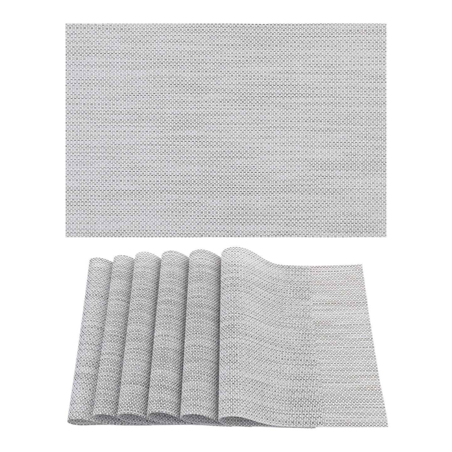 Unique Bargains Set of 6 Polyvinyl Chloride Solid Placemats Beige 18*12in