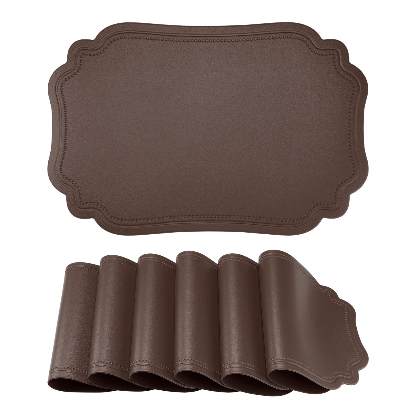 Unique Bargains Set of 6 Solid Placemats Leather Placemats for Kitchen Dining Coffee