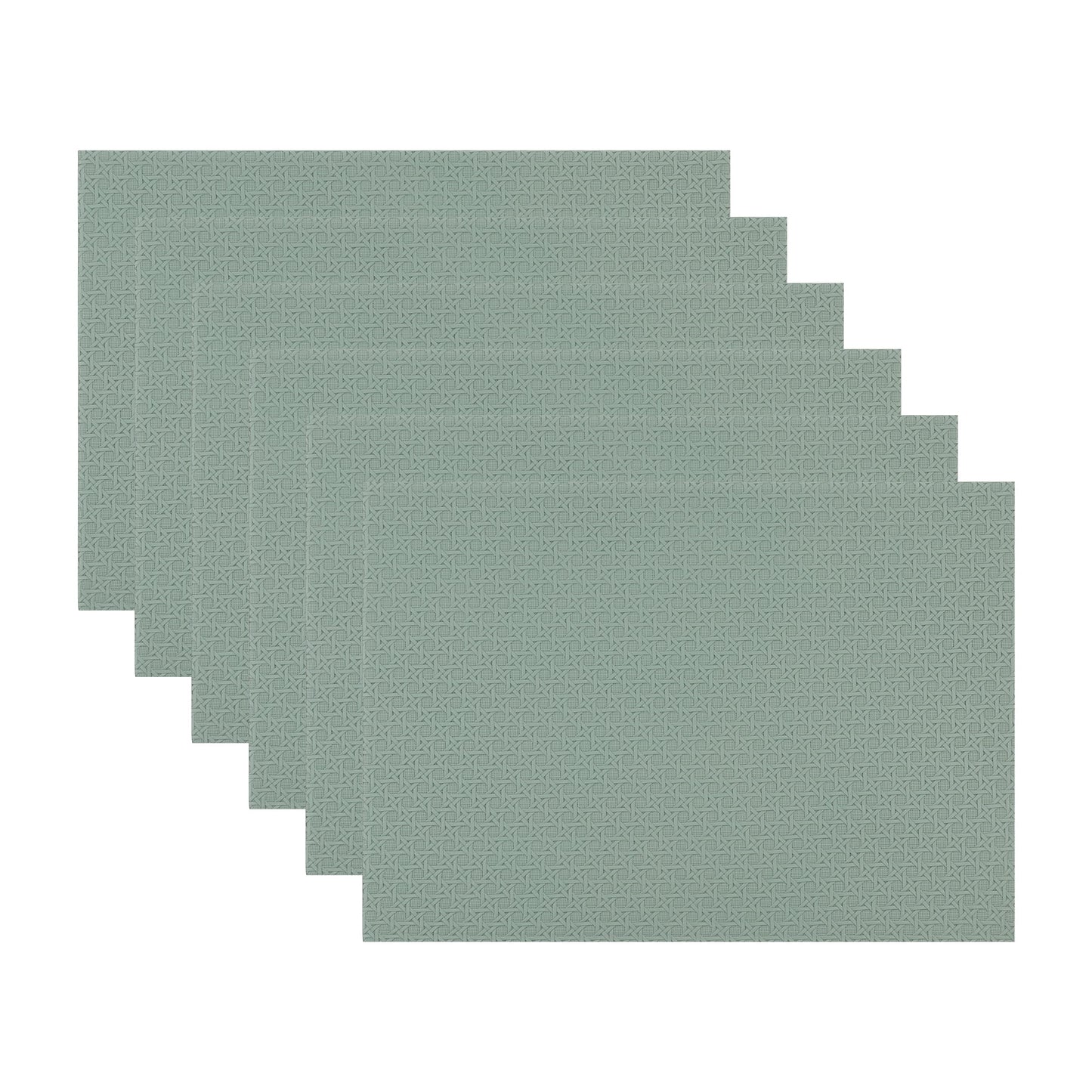 Unique Bargains Set of 6 Woven Placemats for Dining Green 17*12in