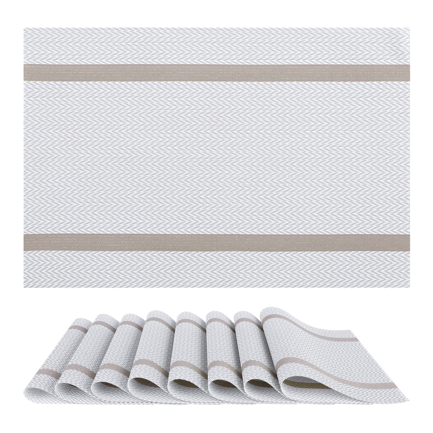 Unique Bargains Set of 8 Vinyl Placemats for Kitchen Washable Table Placemats White