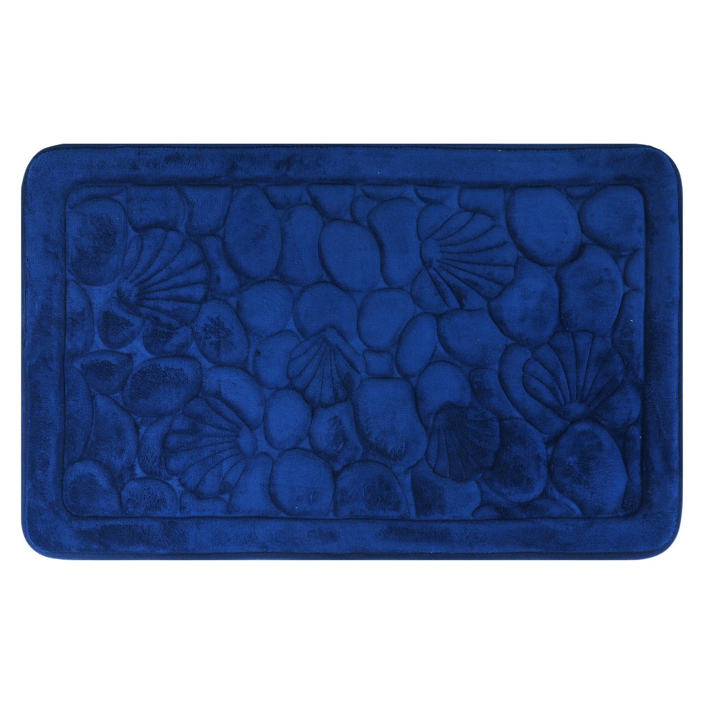 Unique Bargains Shell Pattern Bath Mat Memory Foam Non-Slip Bath Rugs Dark Blue 16" x 24"