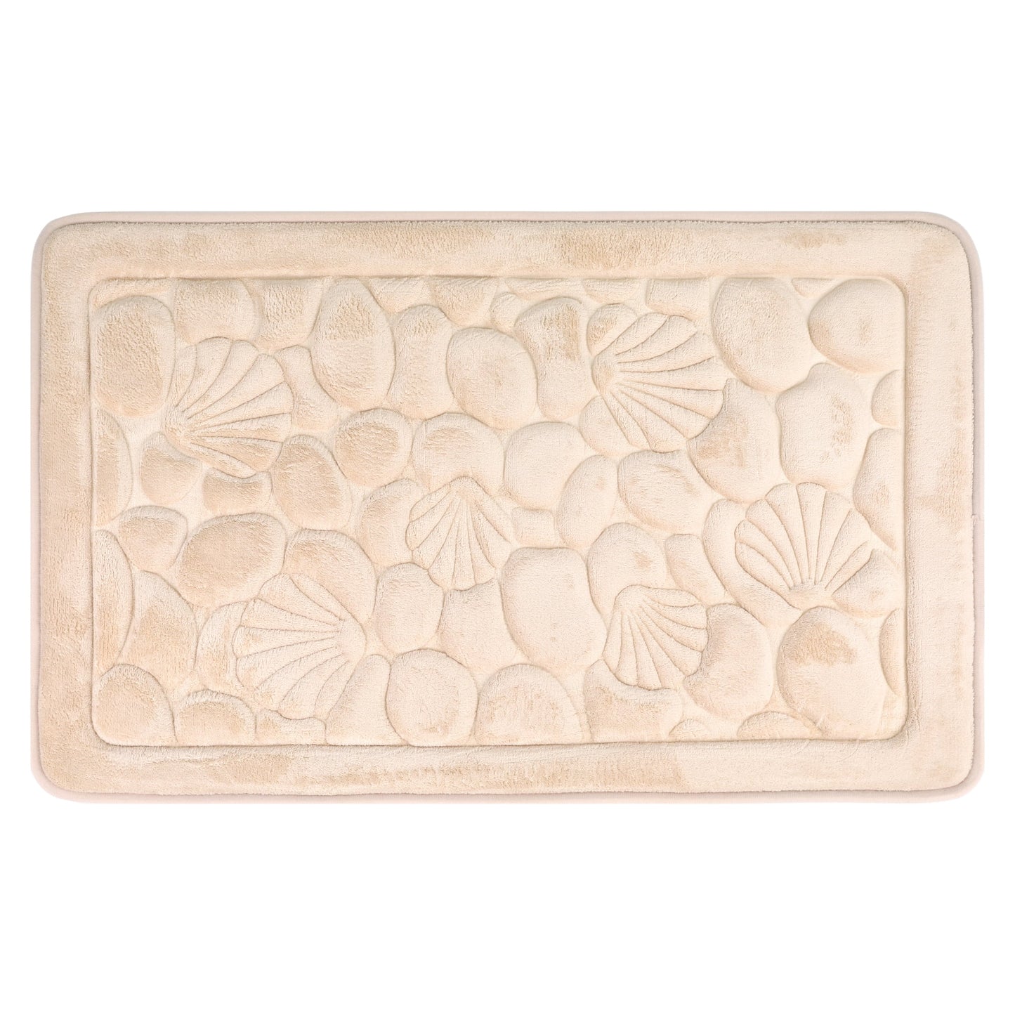 Unique Bargains Shell Pattern Bath Mat Memory Foam Non-Slip Bath Rugs Khaki 20" x 32"