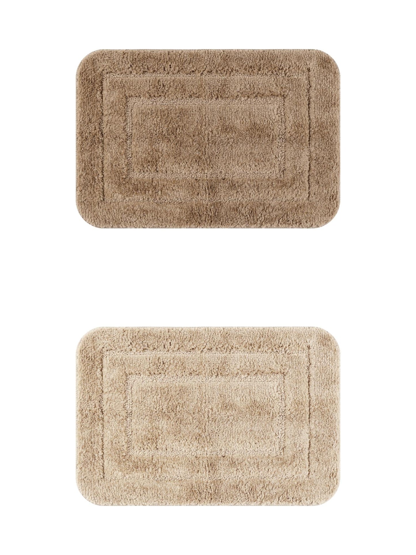 Unique Bargains Soft Absorbent Bath Mats 2 Pcs Non-Slip Plush Bathroom Rugs Khaki/Brown 16" x 24"