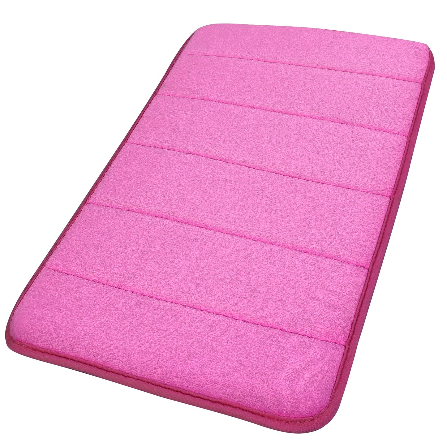 Unique Bargains Solid Contemporary Memory Foam Bath Rug Hot Pink 32"x20"