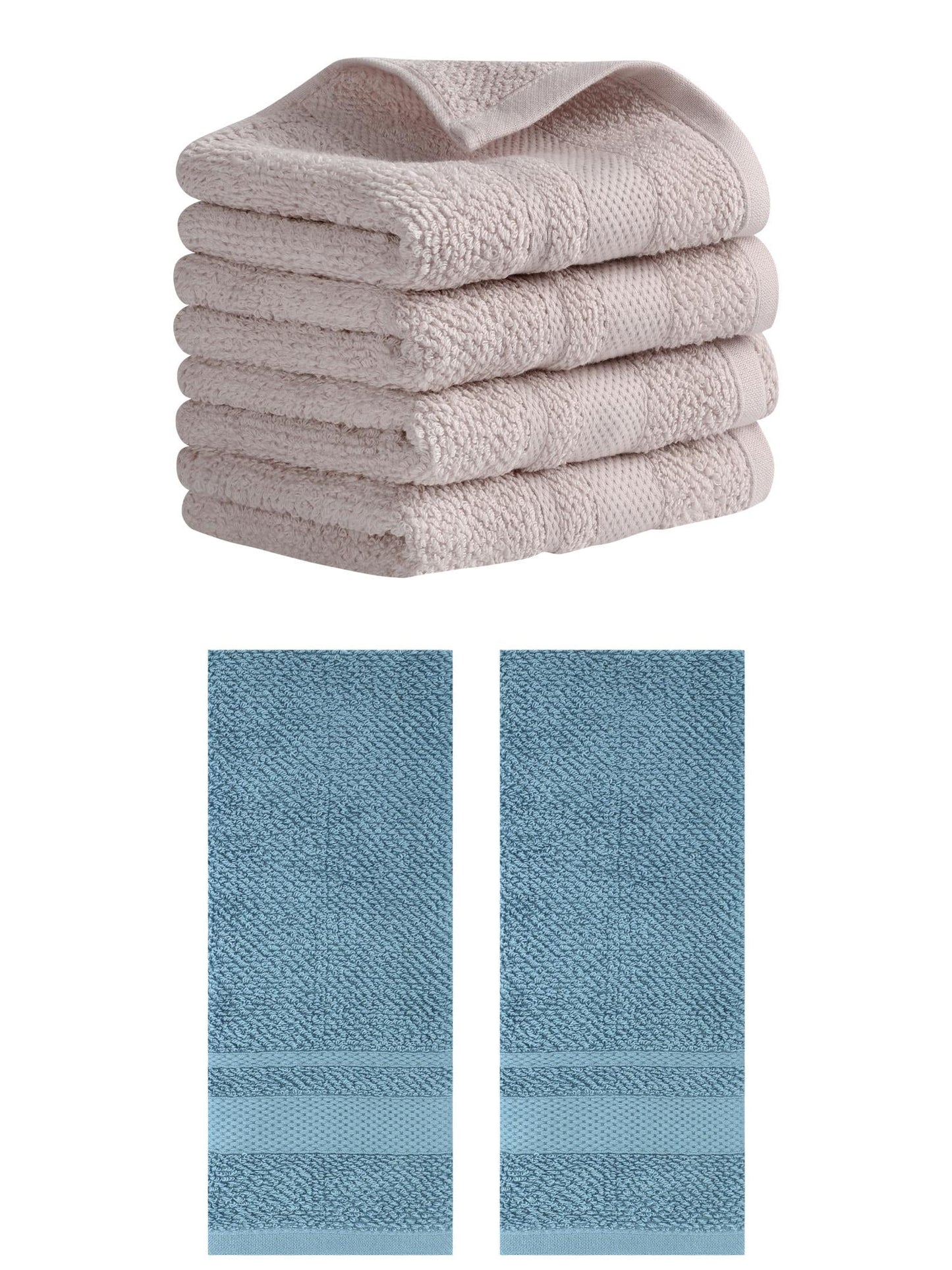 Unique Bargains Solid Hand Towels Absorbent Towel for Bath Kitchen Blue/Brown 6 Pack