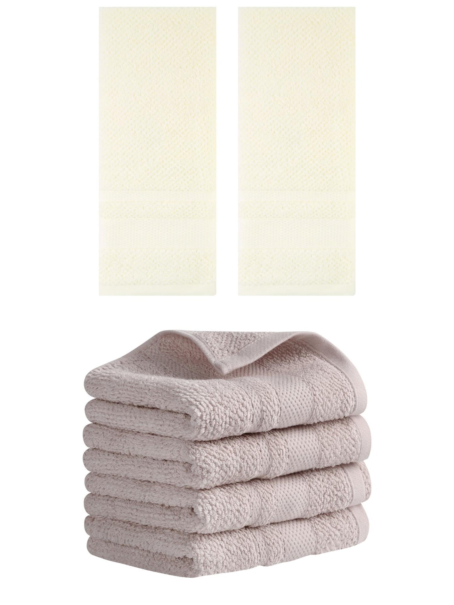 Unique Bargains Solid Hand Towels Absorbent Towel for Bath Kitchen Brown/White 6 Pack