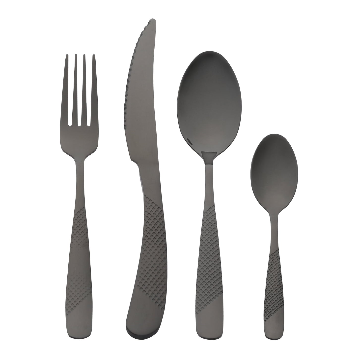 Unique Bargains Stainless Steel Flatware Set Black 24 Pcs
