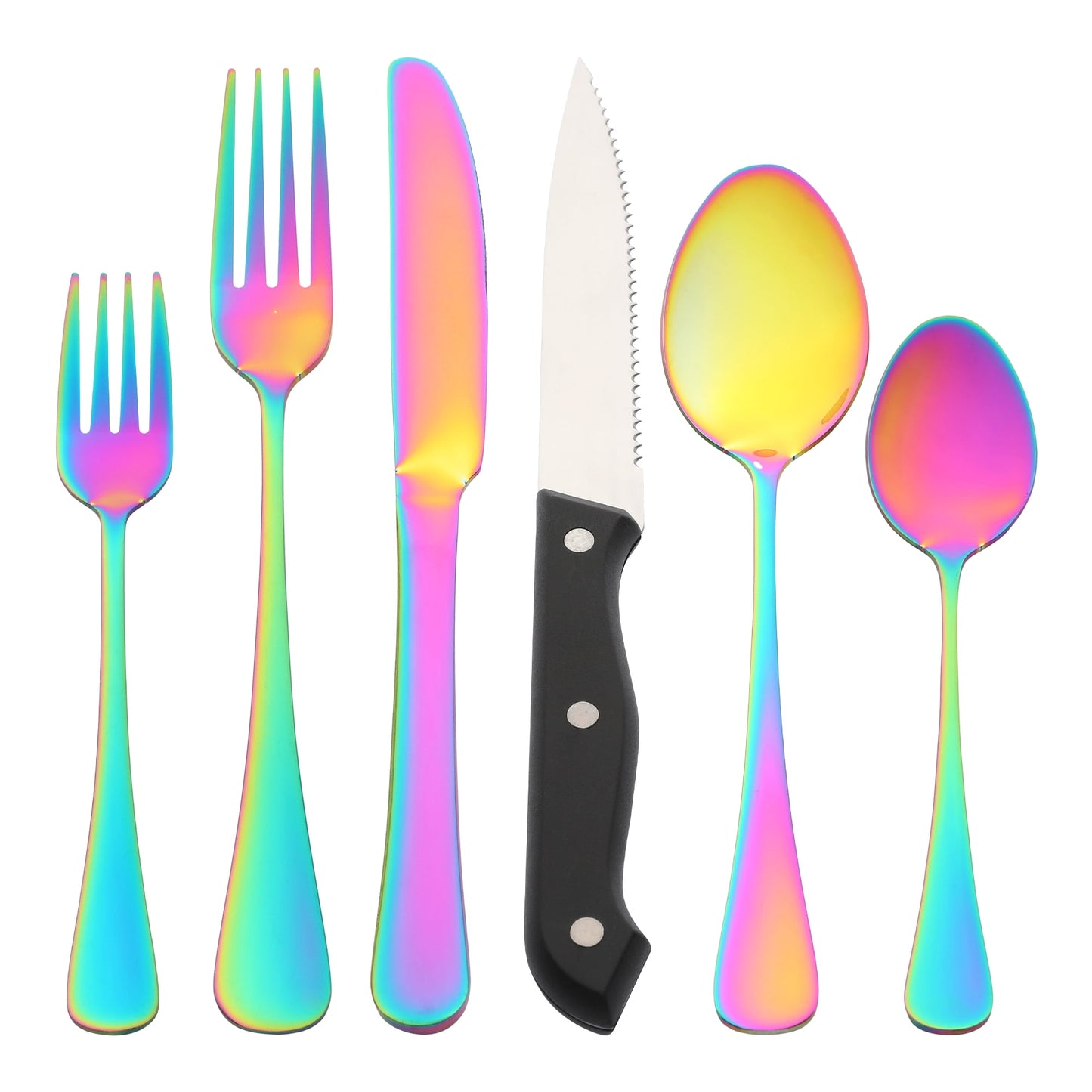 Unique Bargains Stainless Steel Flatware Set Colorful 24 Pcs
