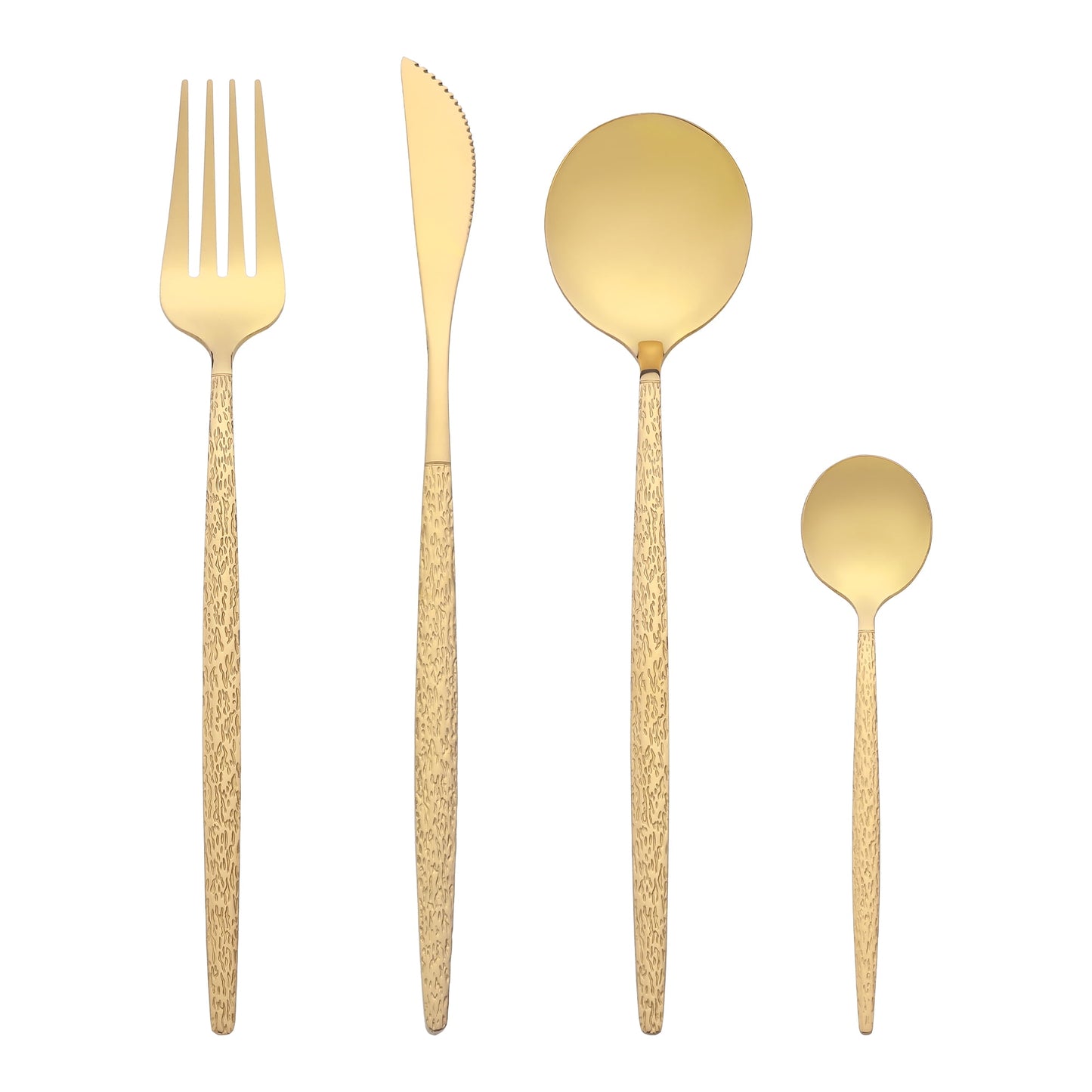Unique Bargains Stainless Steel Flatware Set Gold 24 Pcs