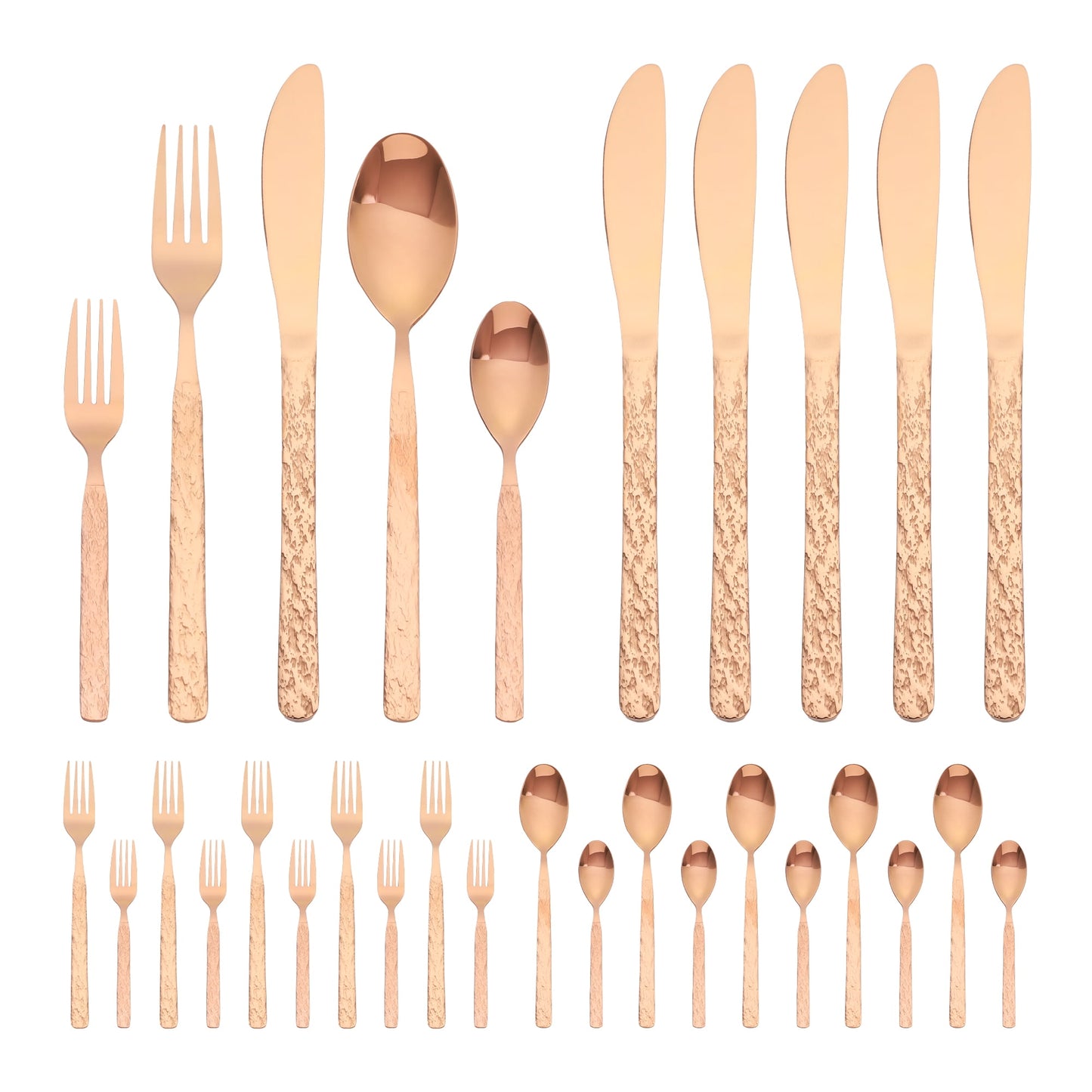 Unique Bargains Stainless Steel Mirror Polished Flatware Set for Kitchen Rose Gold 30pcs