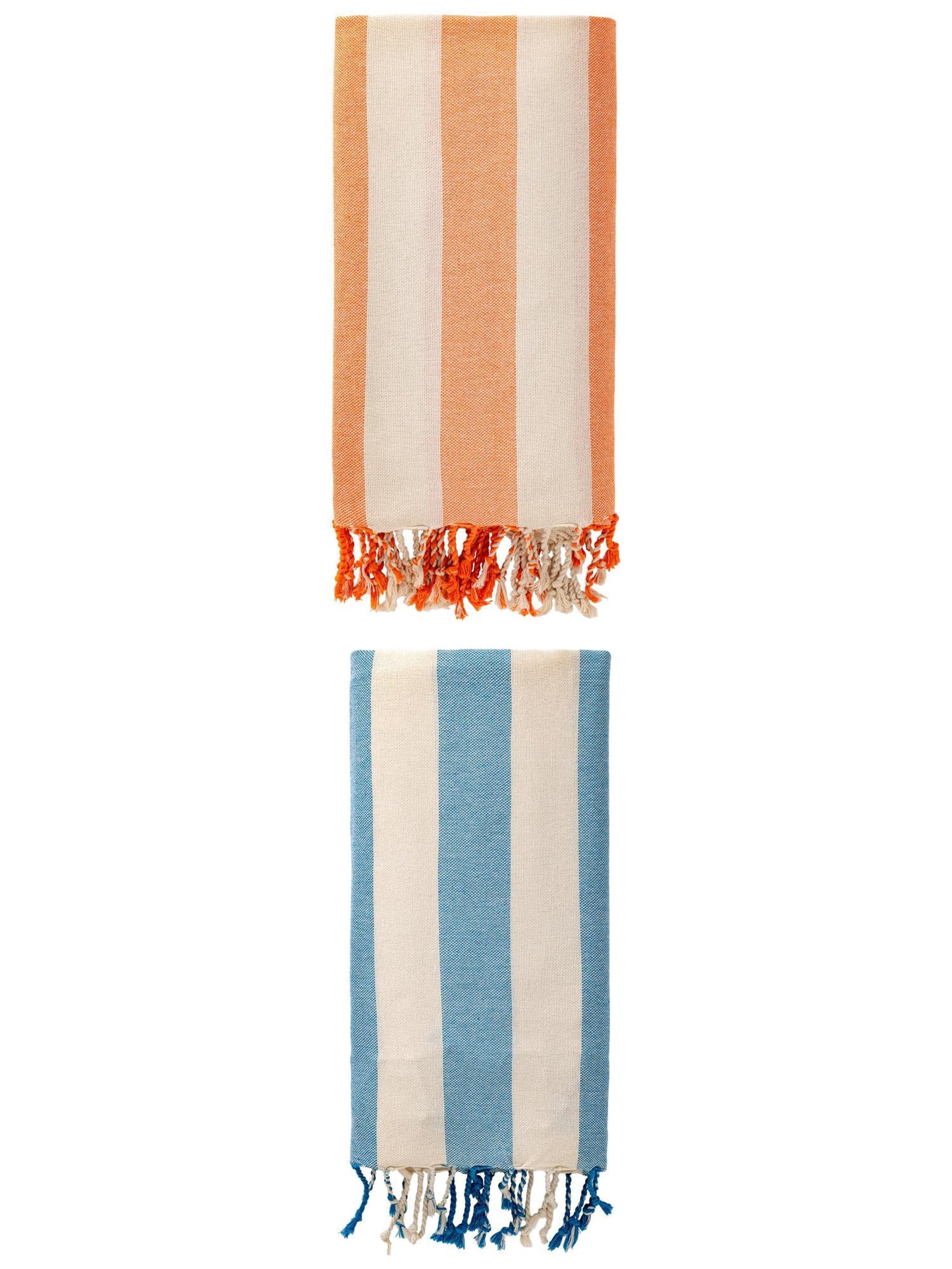Unique Bargains Stripe Lightweight Absorbent Beach Towel 2 Pack Orange/Blue 71"x40"