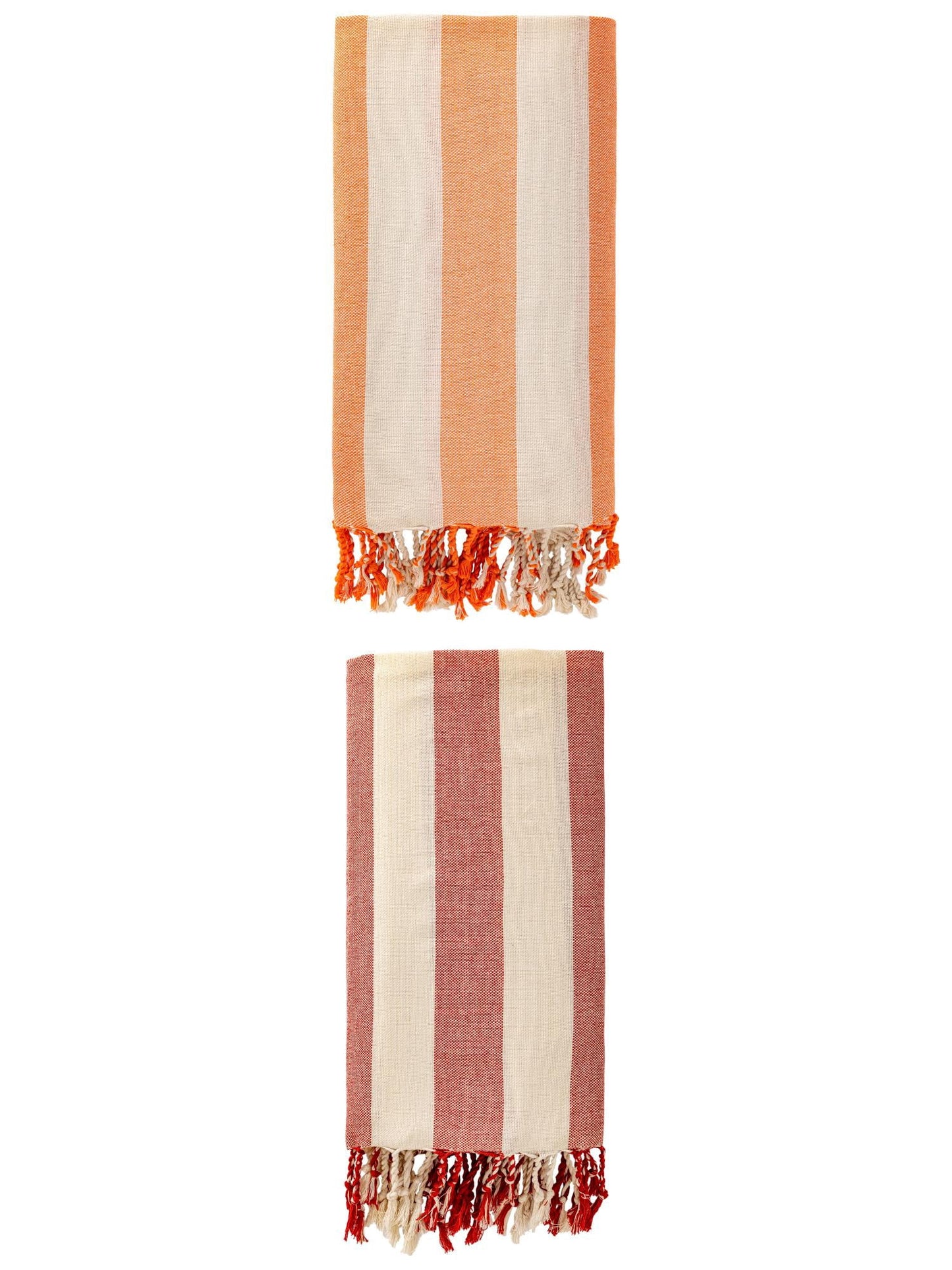 Unique Bargains Stripe Lightweight Absorbent Beach Towel 2 Pack Orange/Red 71"x40"