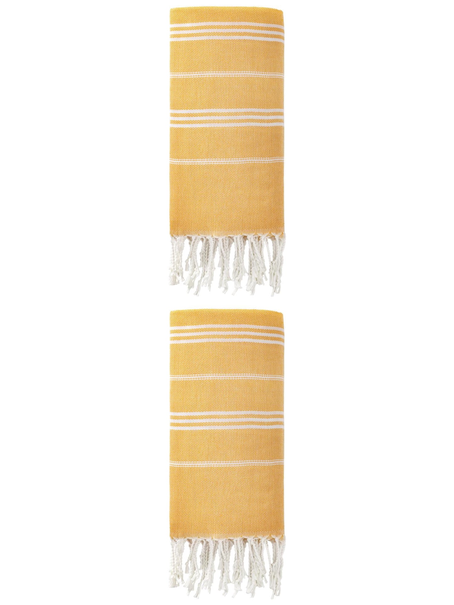 Unique Bargains Stripe Turkish Quick Dry Beach Towel 2 Pack Yellow 71"x35"