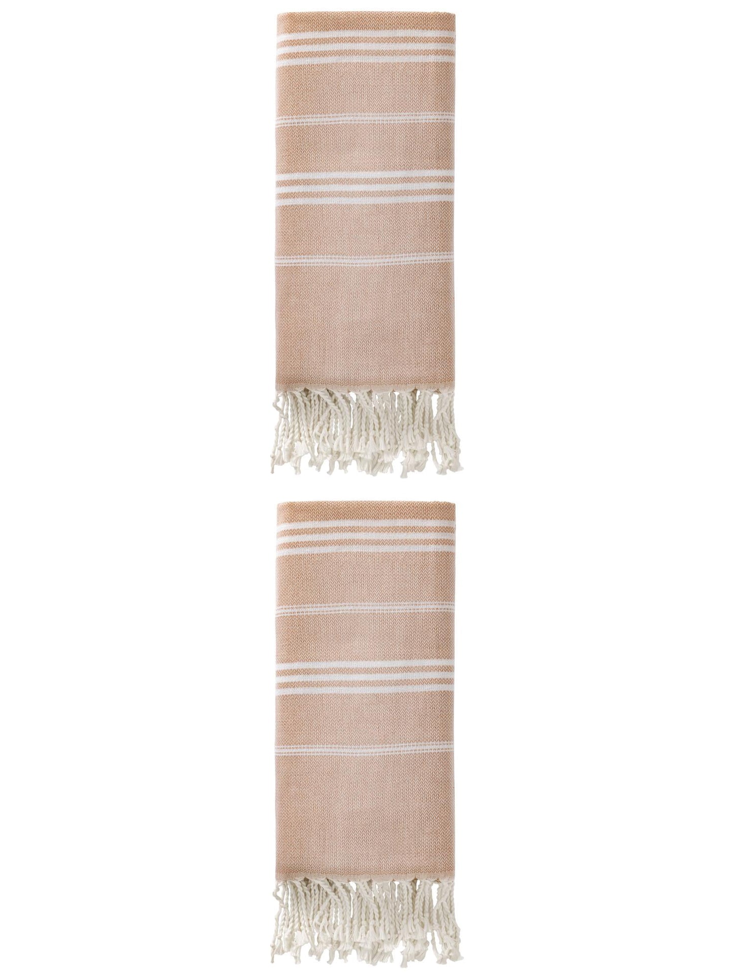 Unique Bargains Stripe Turkish Sand Free Towel 2 Pack Brown 71"x35"