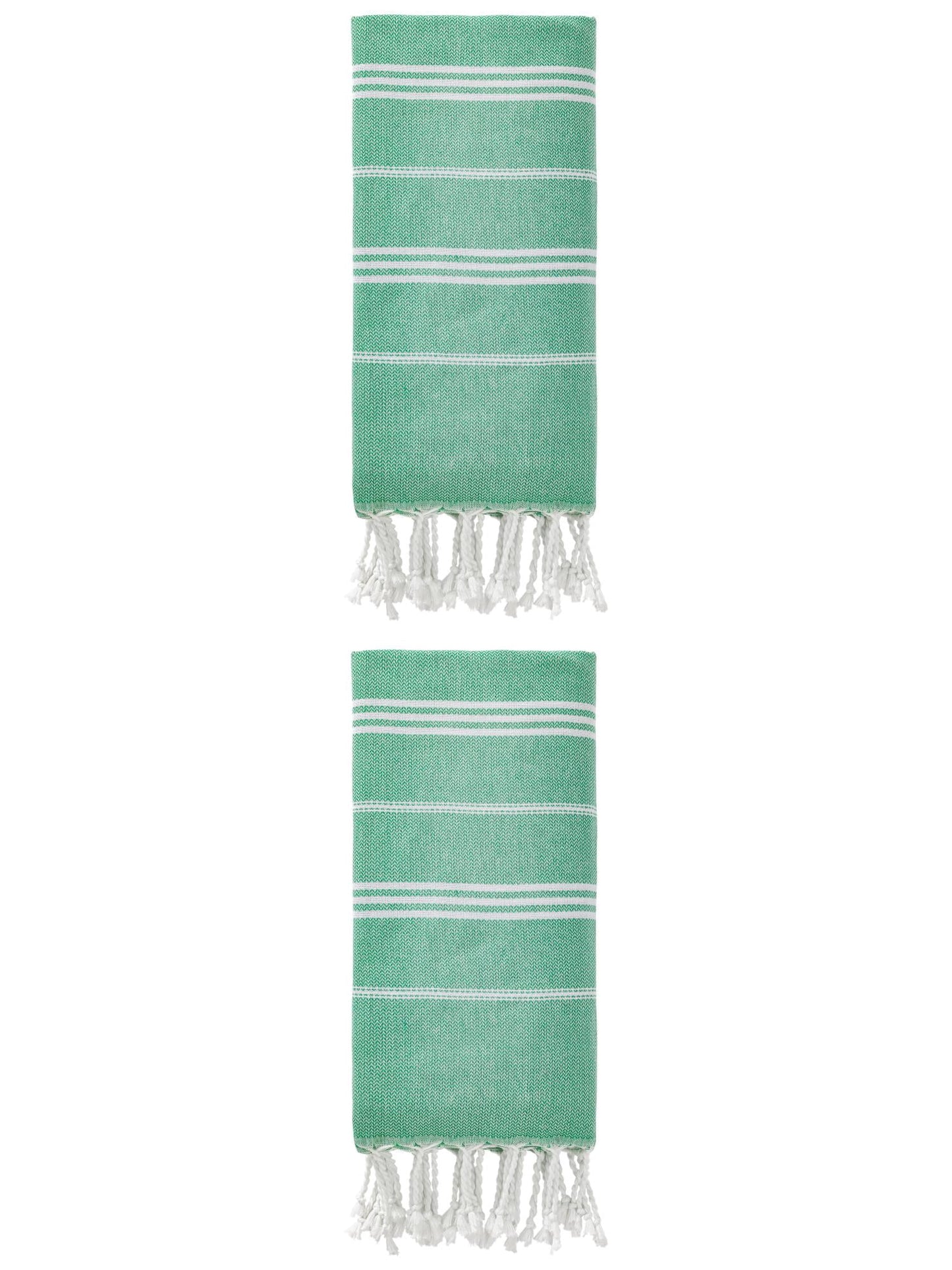 Unique Bargains Stripe Turkish Sand Free Towel 2 Pack Green 71"x35"