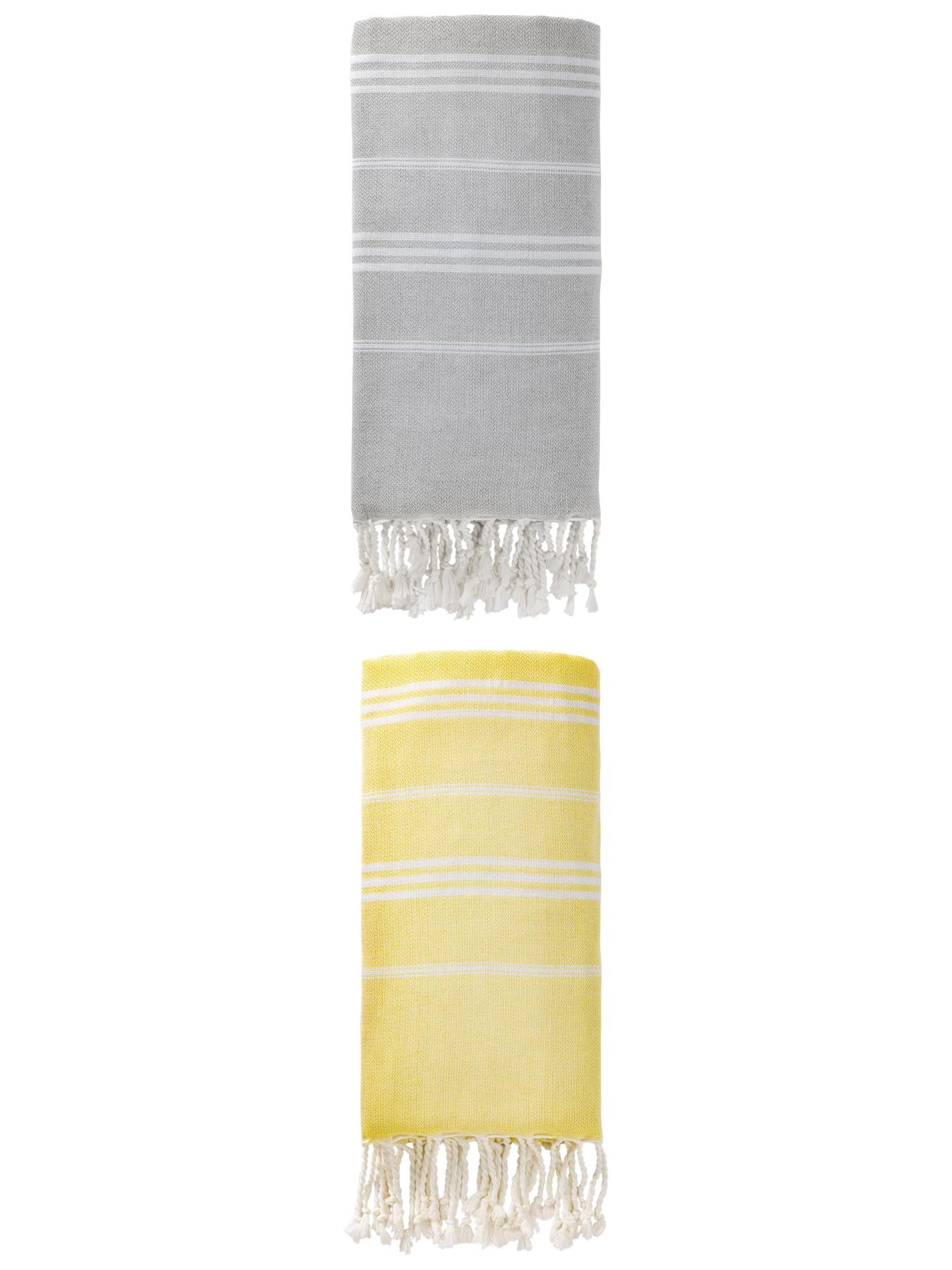 Unique Bargains Stripe Turkish Sand Free Towel 2 Pack Grey/Black 71"x35"