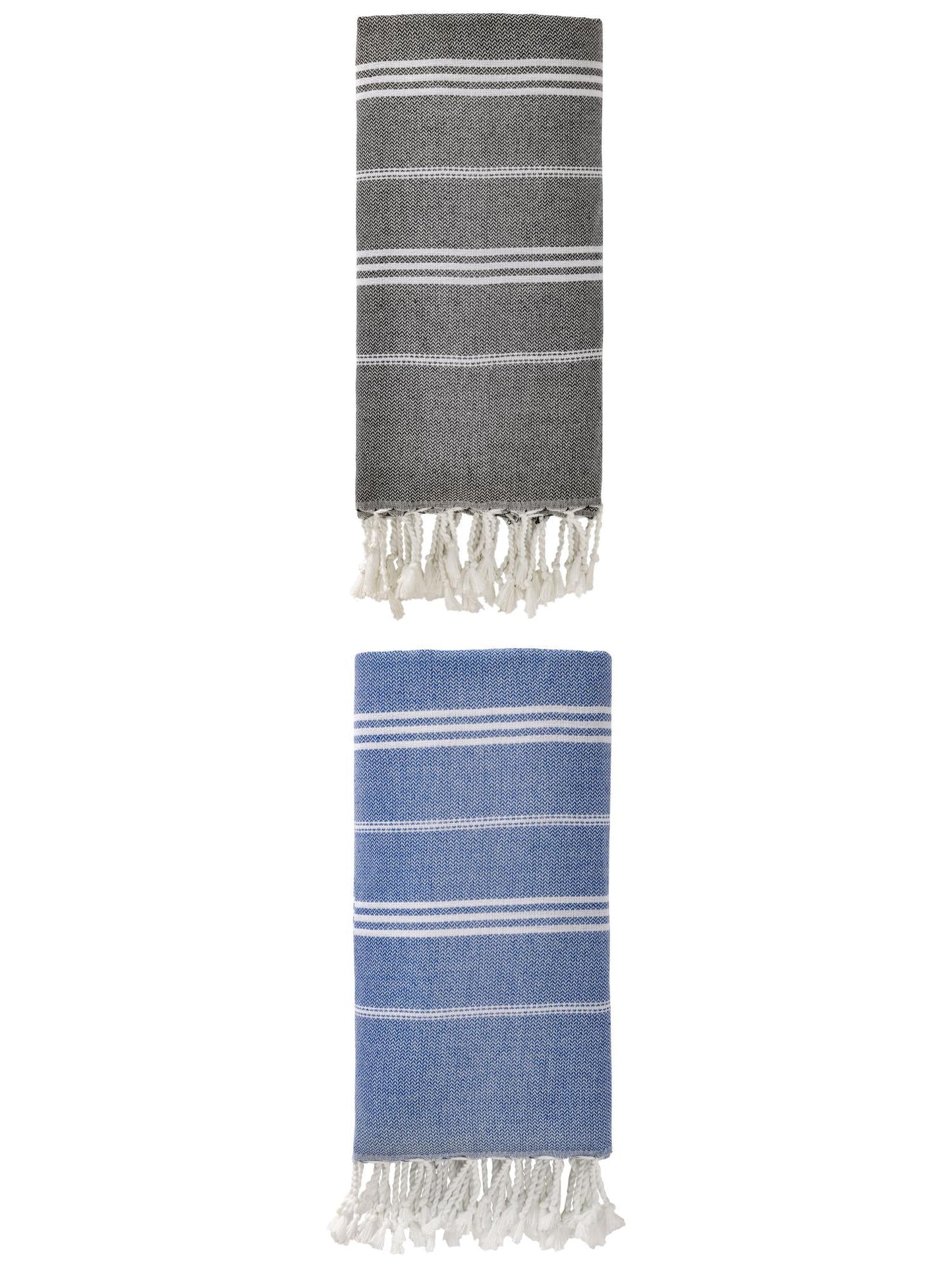 Unique Bargains Stripe Turkish Sand Free Towel 2 Pack Royal Blue 71"x35"