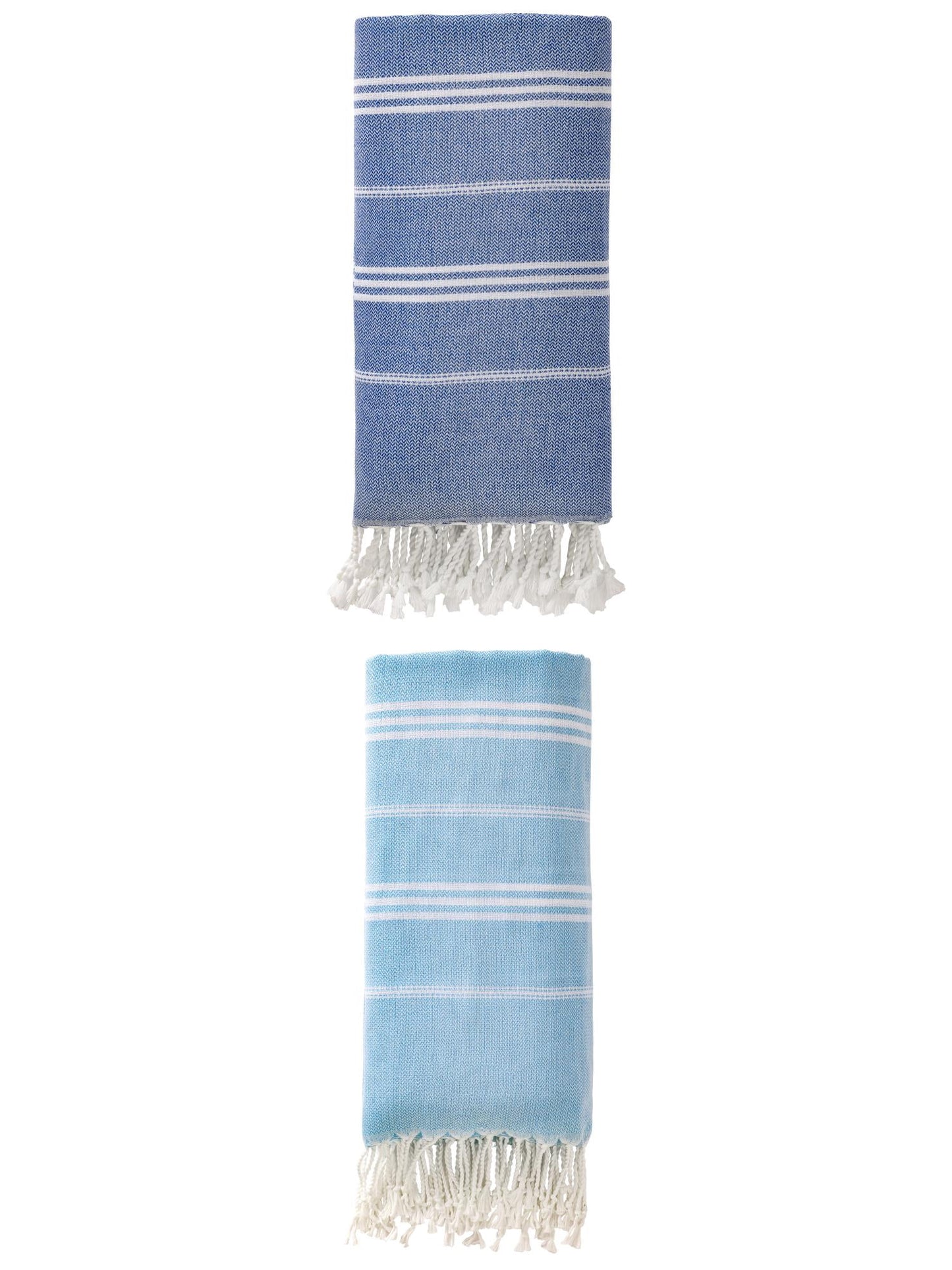 Unique Bargains Stripe Turkish Sand Free Towel 2 Pack Royal Blue/Light Blue 71"x35"