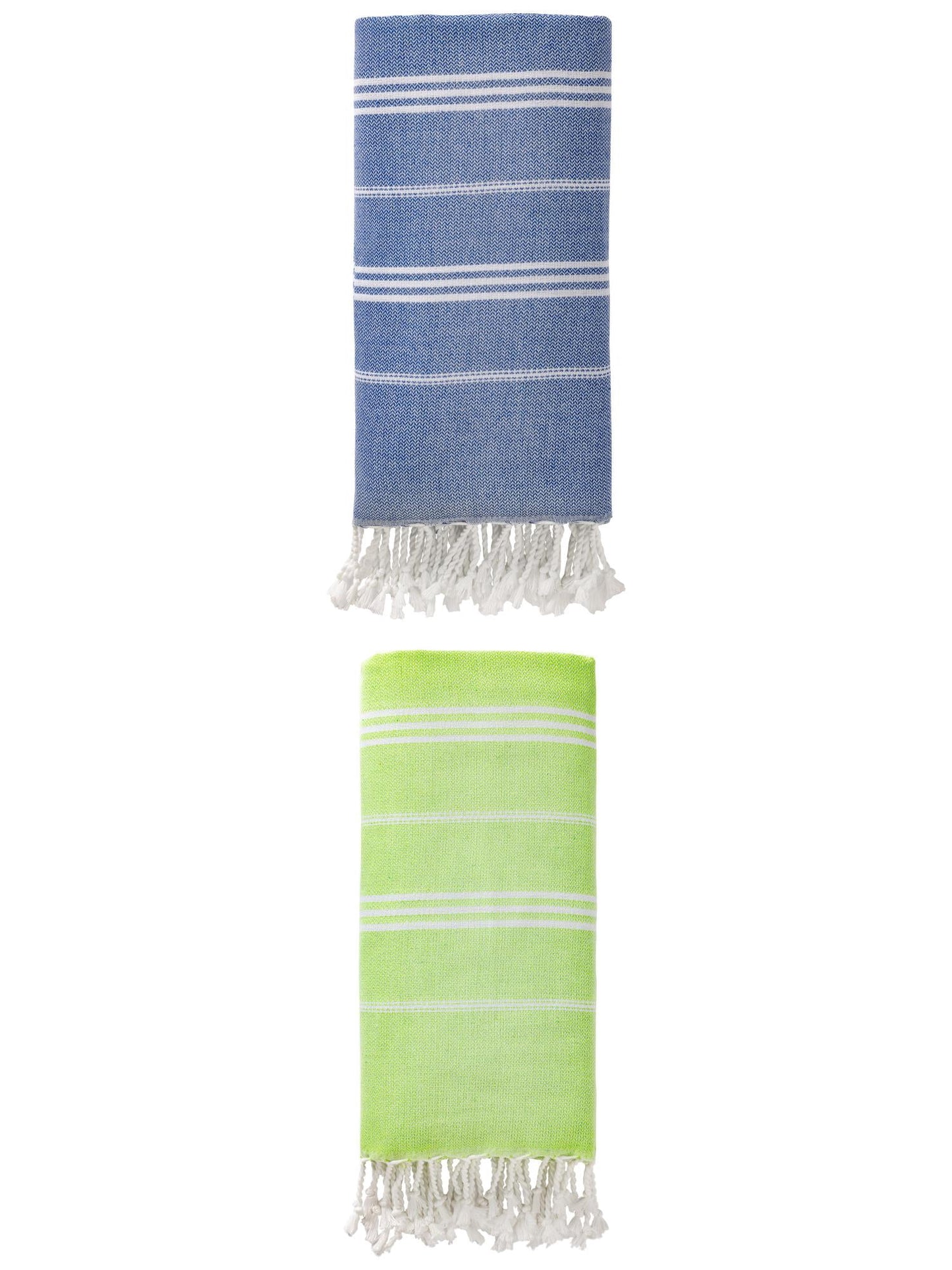 Unique Bargains Stripe Turkish Sand Free Towel 2 Pack Royal Blue/Light Green 71"x35"