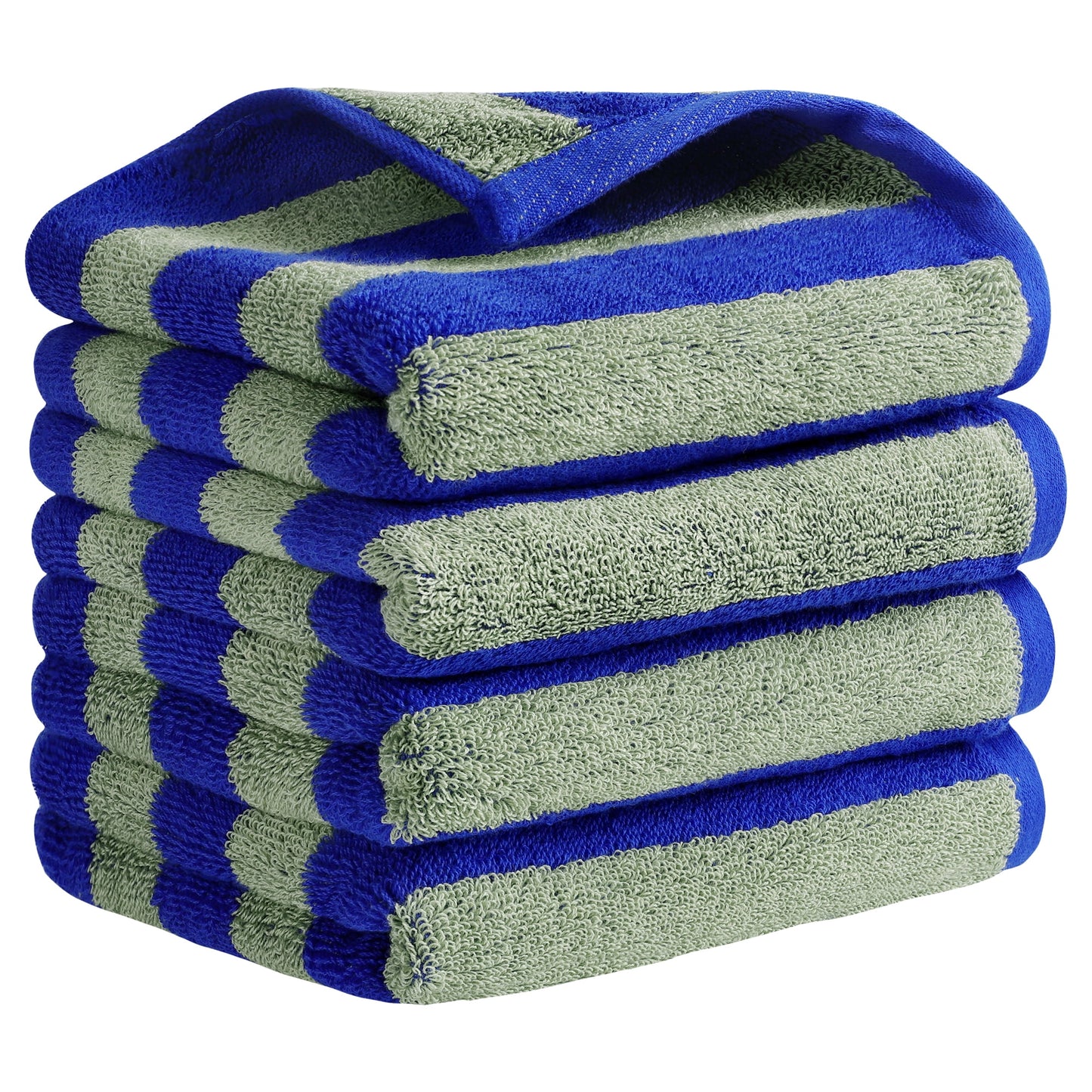 Unique Bargains Striped Cotton Hand Towel Set Soft Towels Blue 13" x 29" -4 Piece