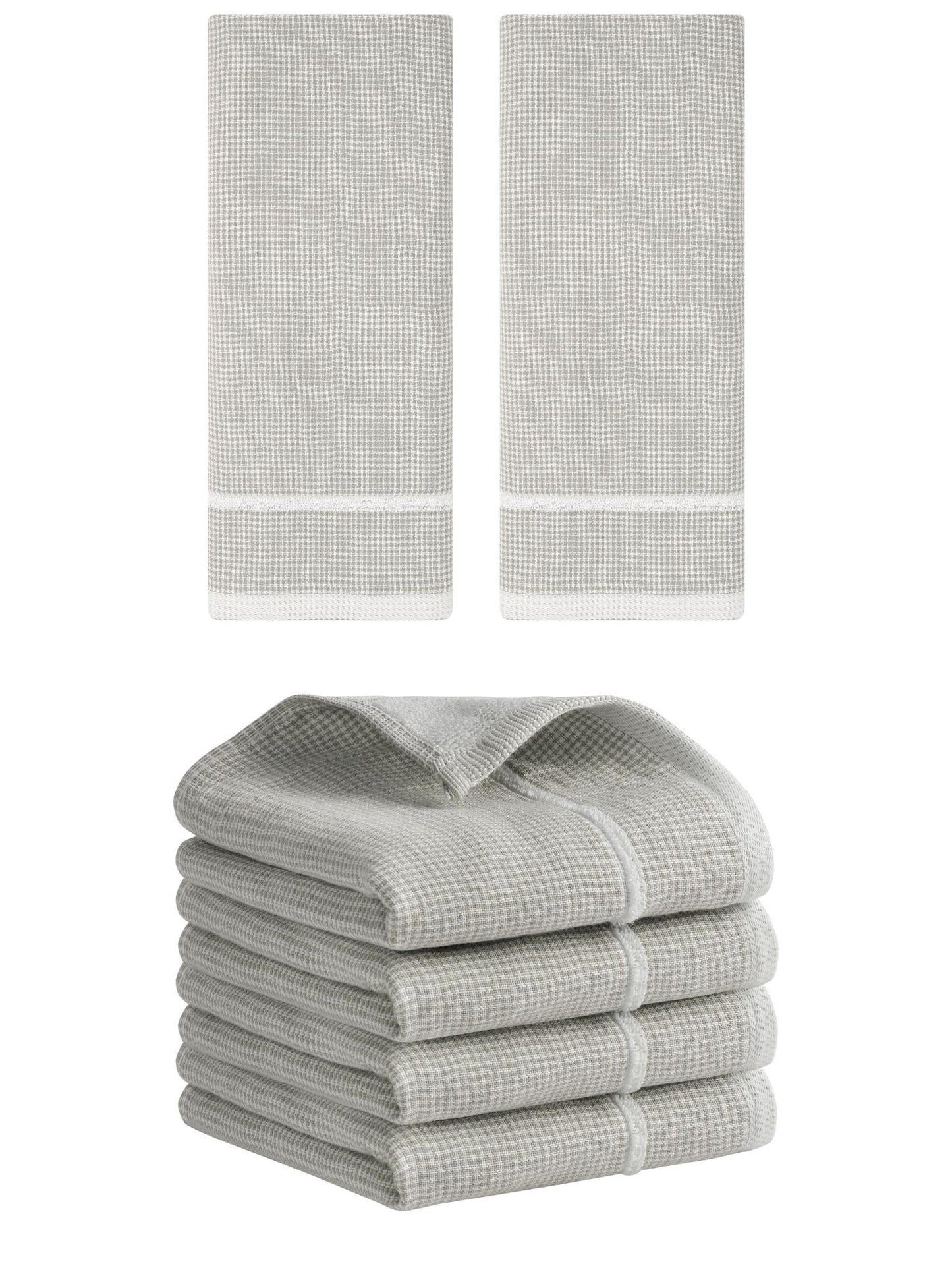 Unique Bargains Striped Decorative Hand Towel Set Cotton Face Towels Khaki 6 Pack