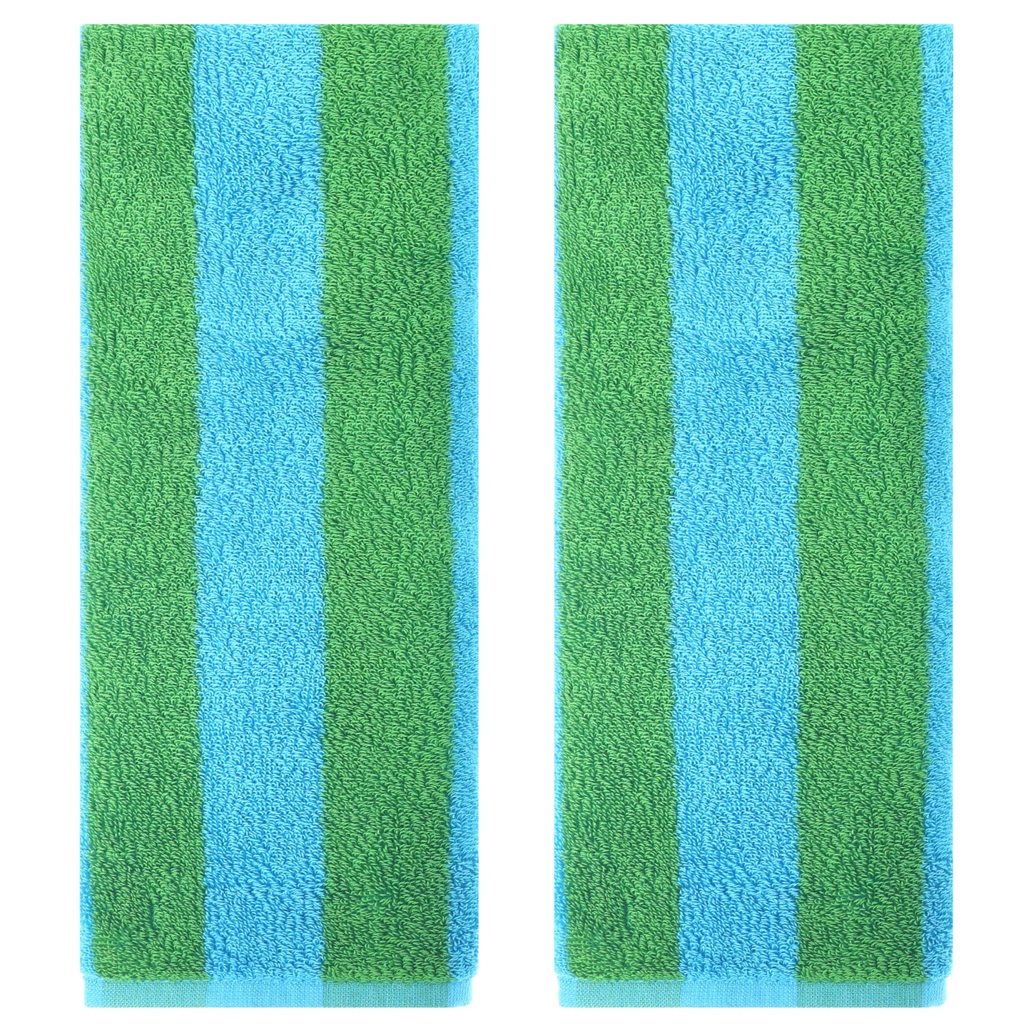 Unique Bargains Striped Hand Towels Absorbent Soft Towel for Kitchen Blue Green 2-Piece