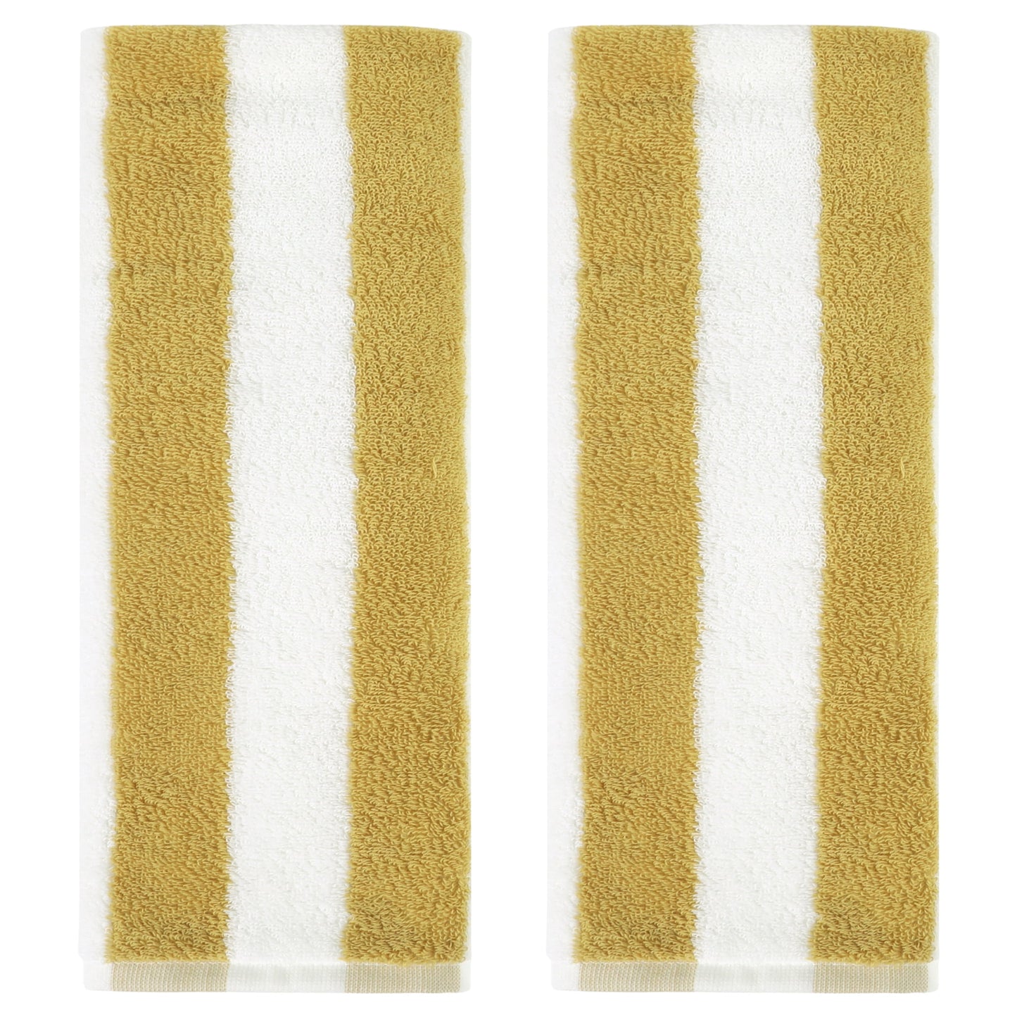 Unique Bargains Striped Hand Towels Absorbent Soft Towel for Kitchen Yellow White 2-Piece