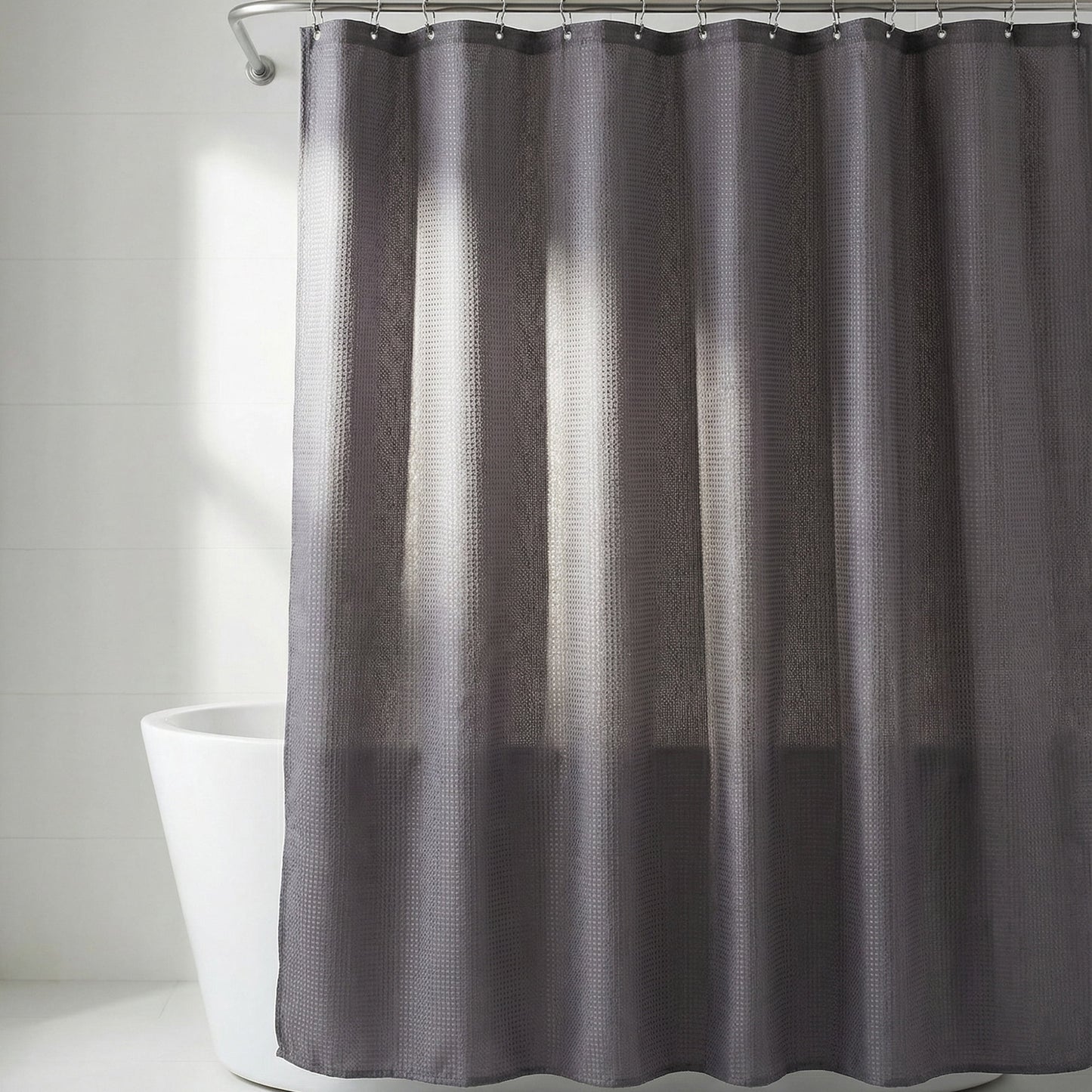 Unique Bargains Waffle Weave Shower Curtain with Excellent Drape Grey 71"W x 71"L