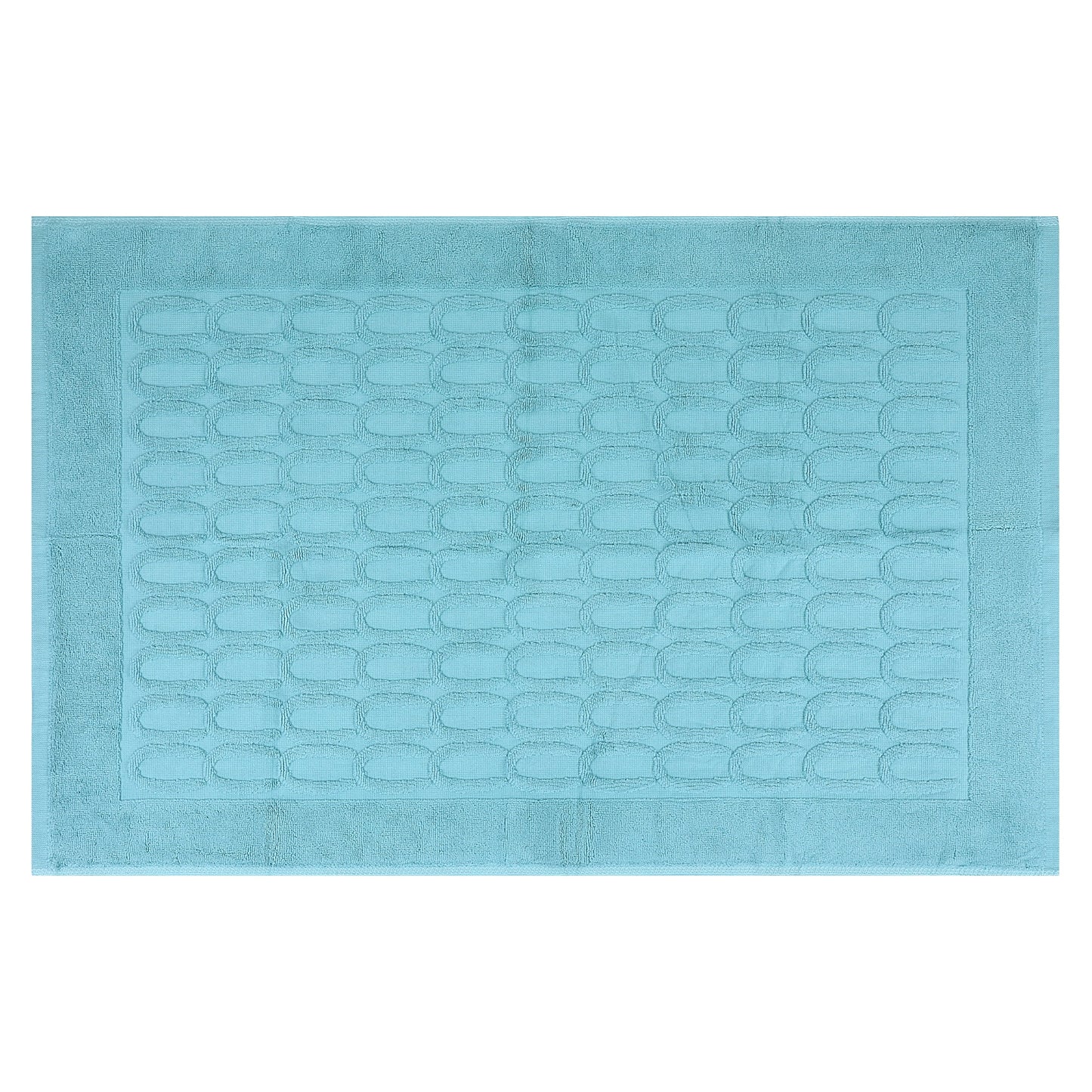 Unique Bargains Washable Textured Cotton Bath Rug Water Absorbent Mat Light Blue 20" x 32"
