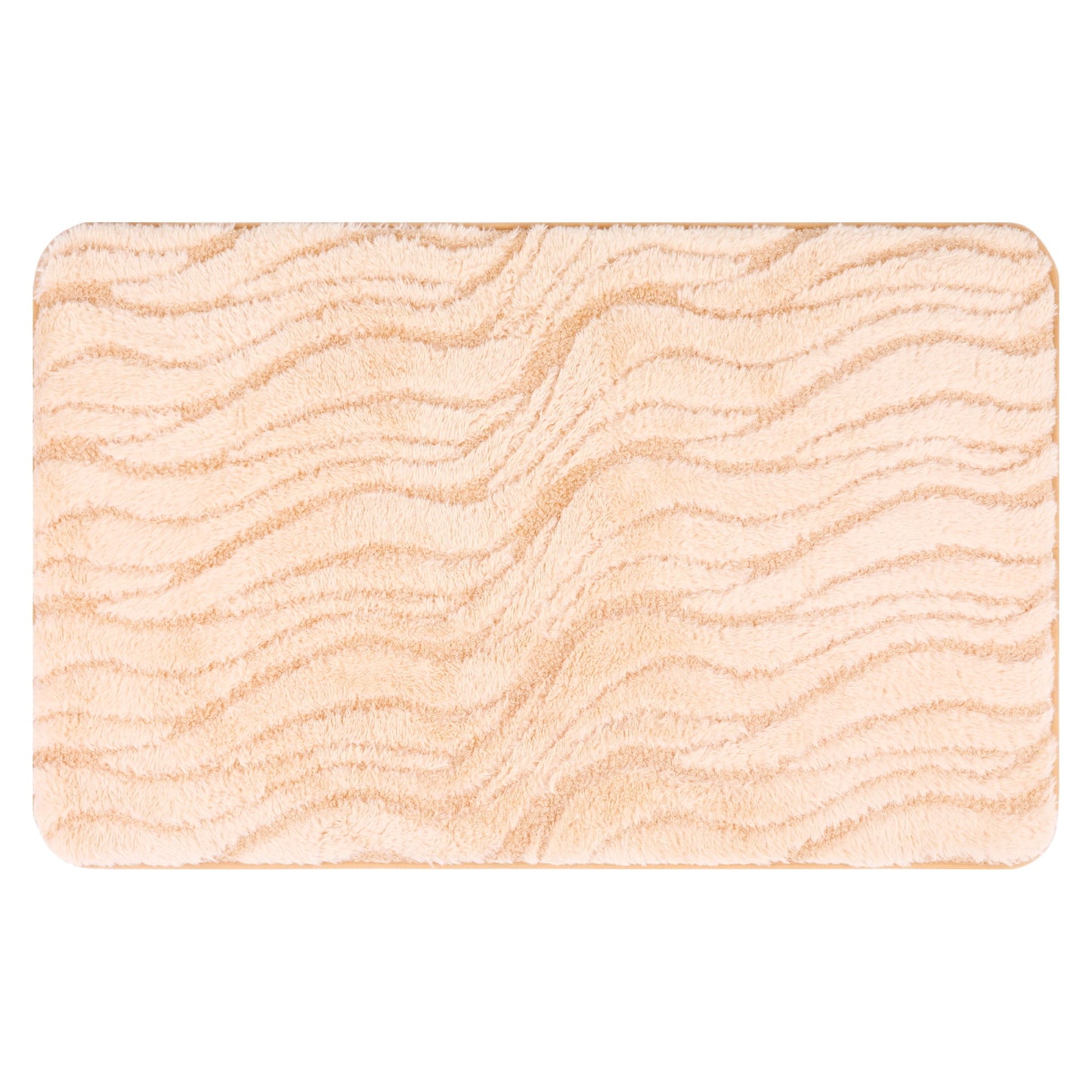 Unique Bargains Wave Pattern Bath Mat Soft Absorbent Non-Slip Bath Rugs Khaki 20" x 32"