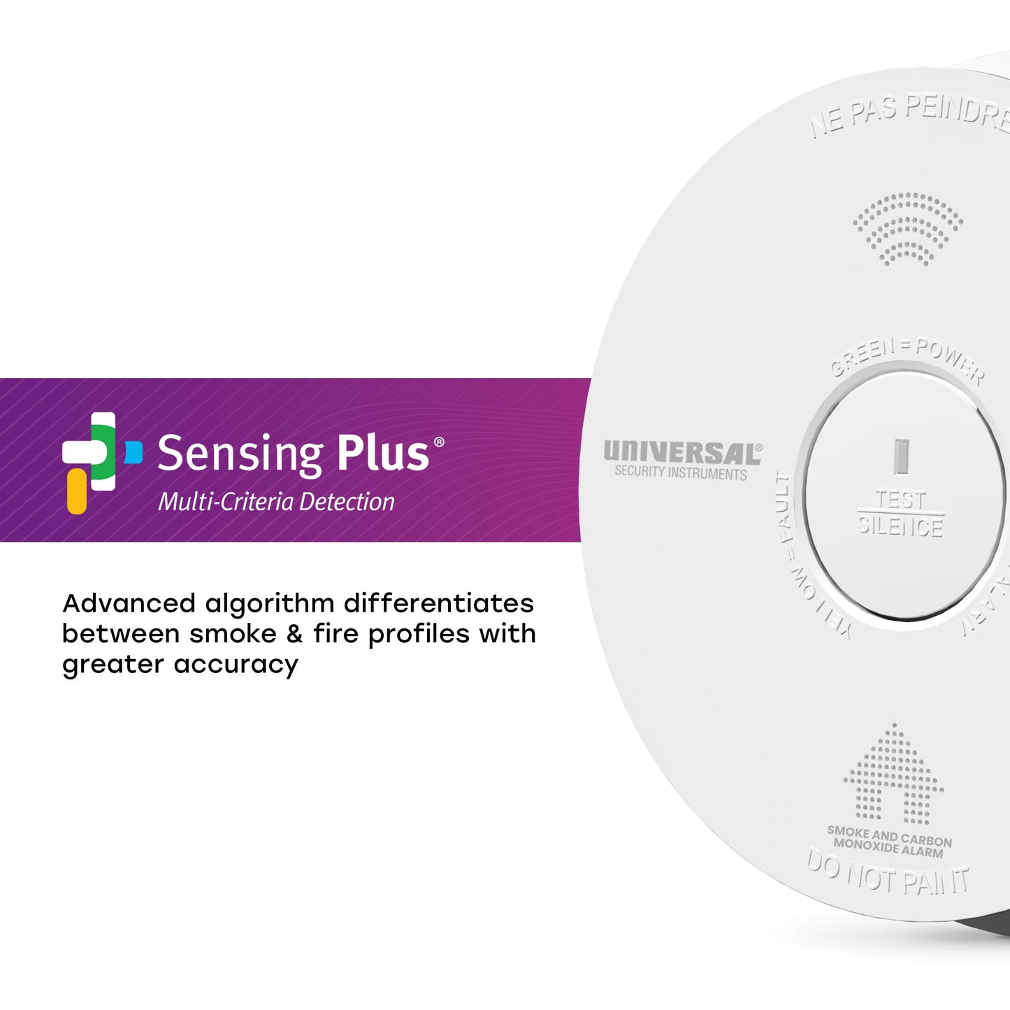 Universal Security Instruments Battery, Smoke, Fire, and Carbon Monoxide, Alarm, with Voice Alerts