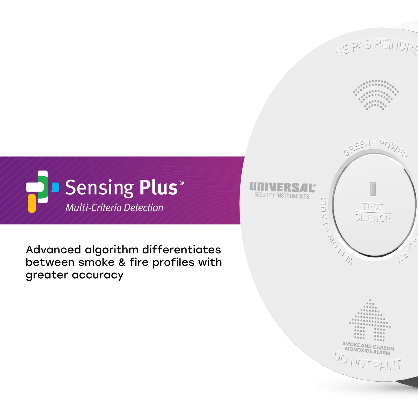 Universal Security Instruments Hardwire Smoke, Fire, Carbon Monxide Alarm, with 10-Year Battery Backup