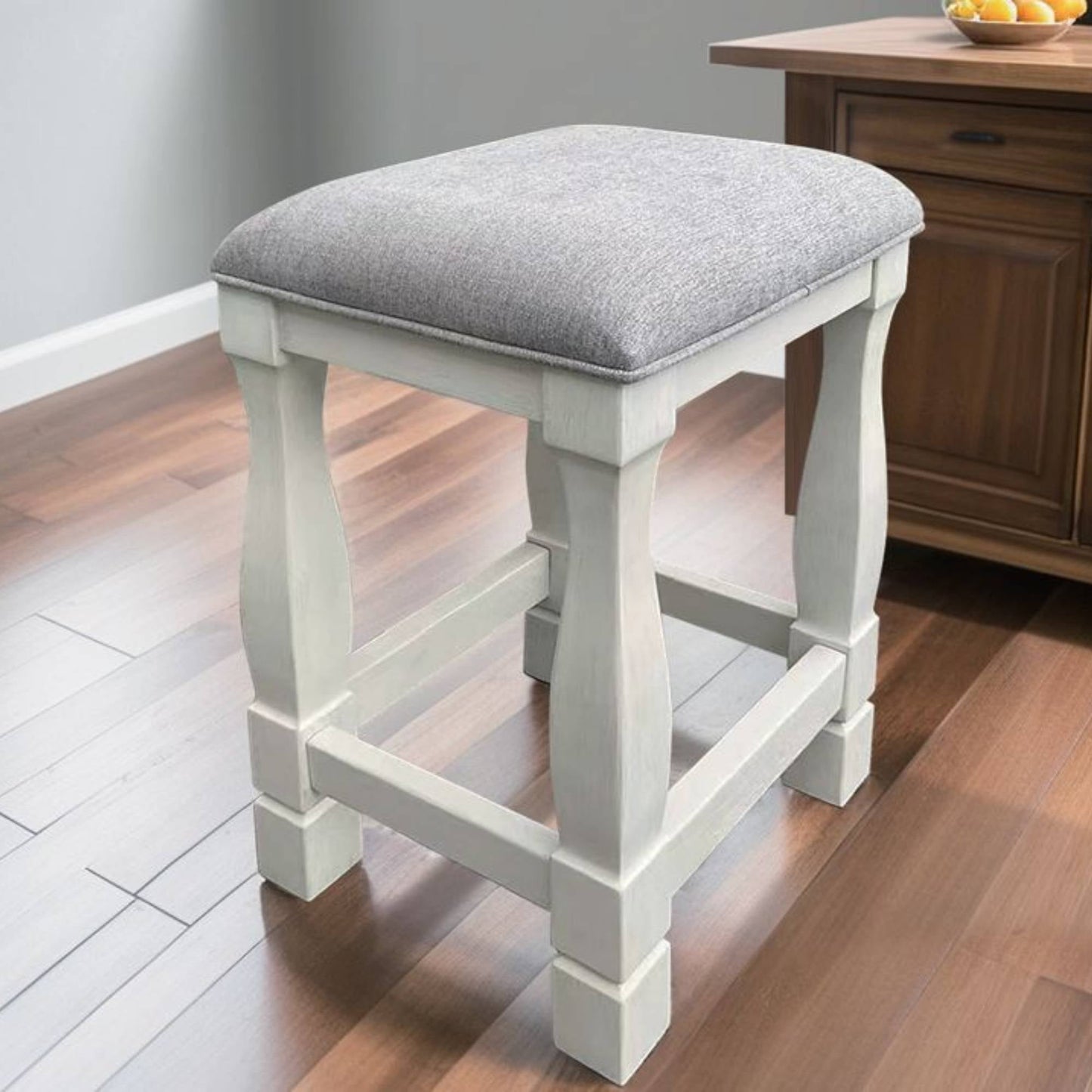 Upholstered Backless Saddle Barstool with Oak Legs Solid Vanity Stool for Making Up,Kitchen Island