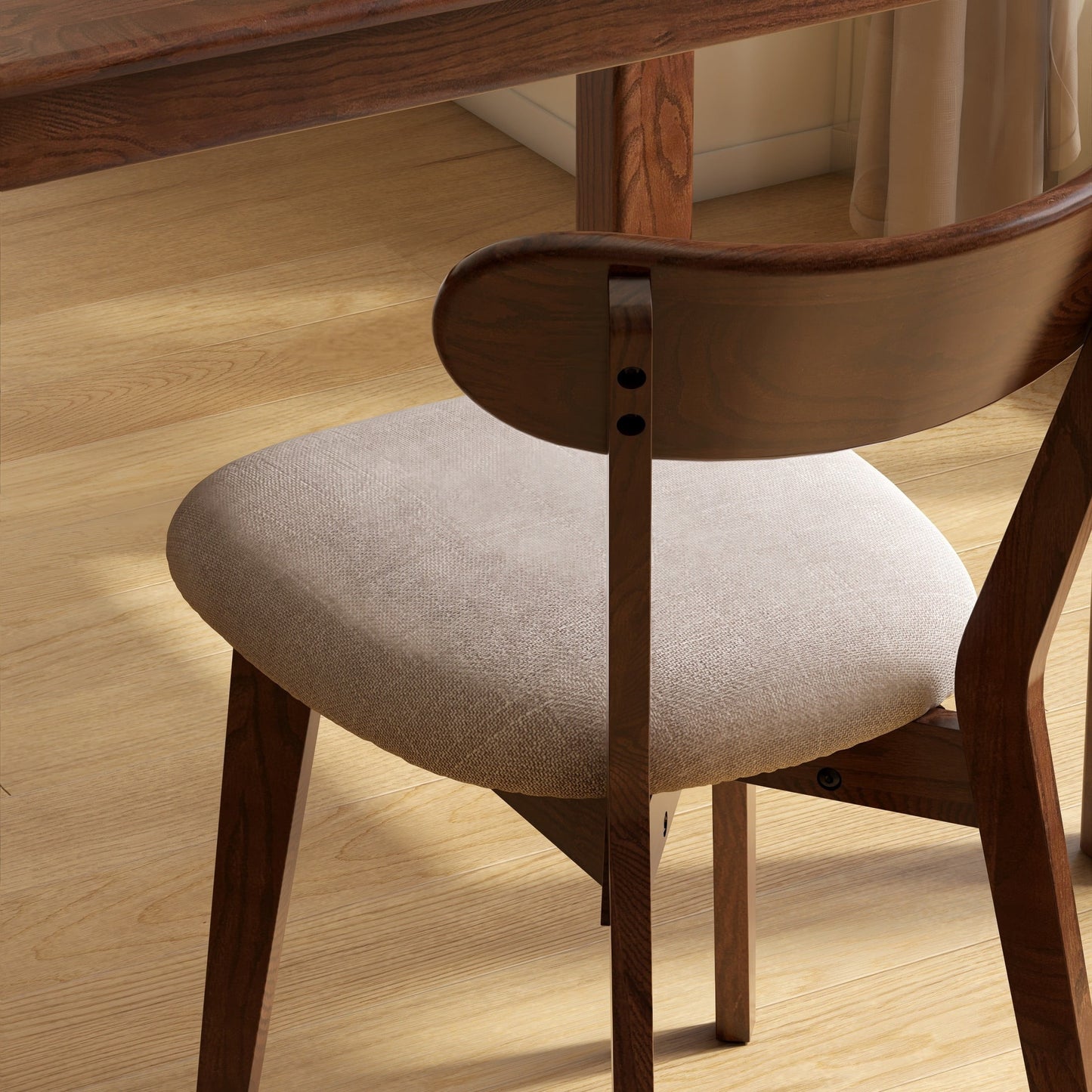 Upholstered Dining Chairs, Solid FAS Grade North American Oak, 100% Natural Dirt-Free Hardwood, Comfortable Wooden Chairs for Dining Table or Living Room, Walnut + Fog Gray