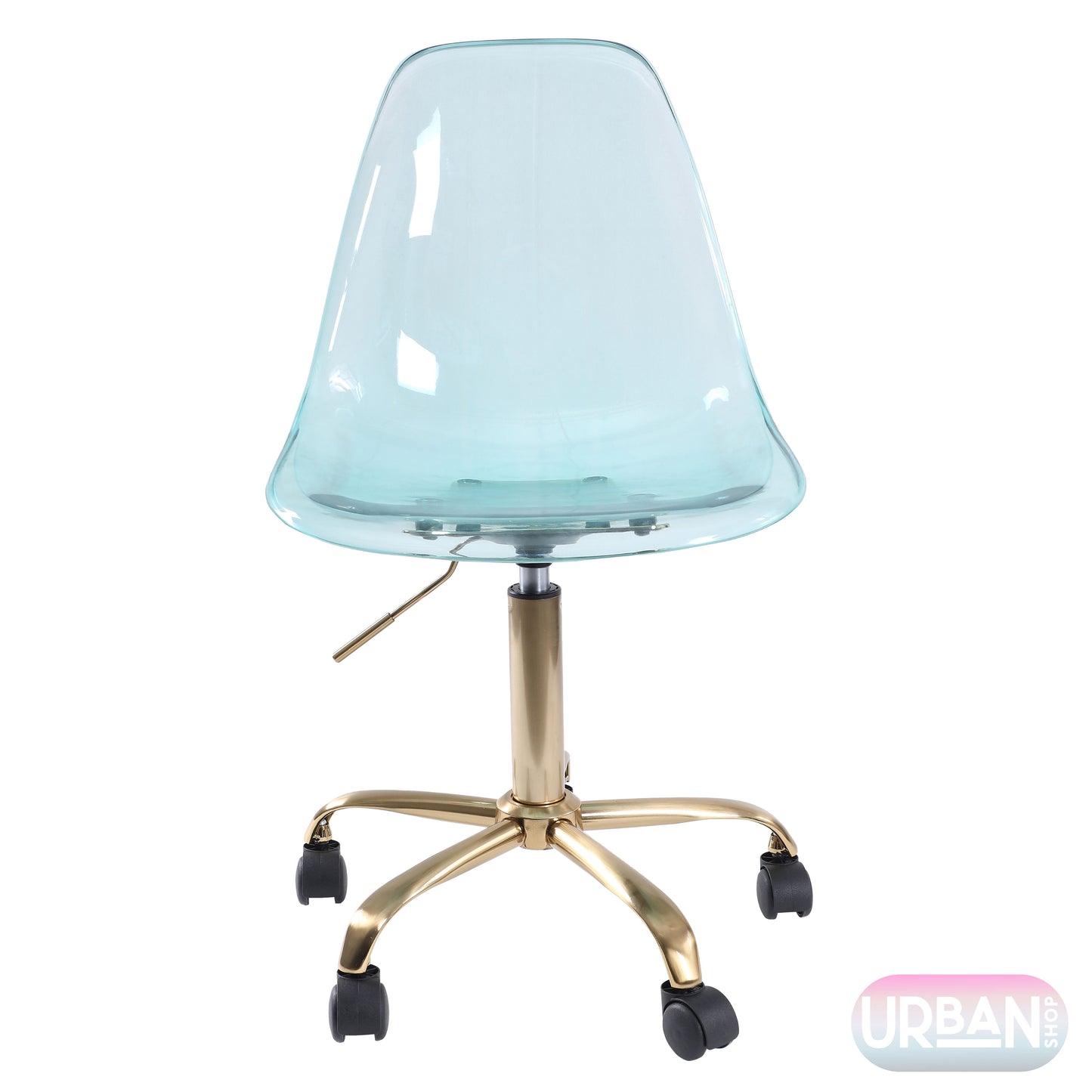 Urban Shop Acrylic Rolling Office Chair, Black, Adjustable Height, Mid Back