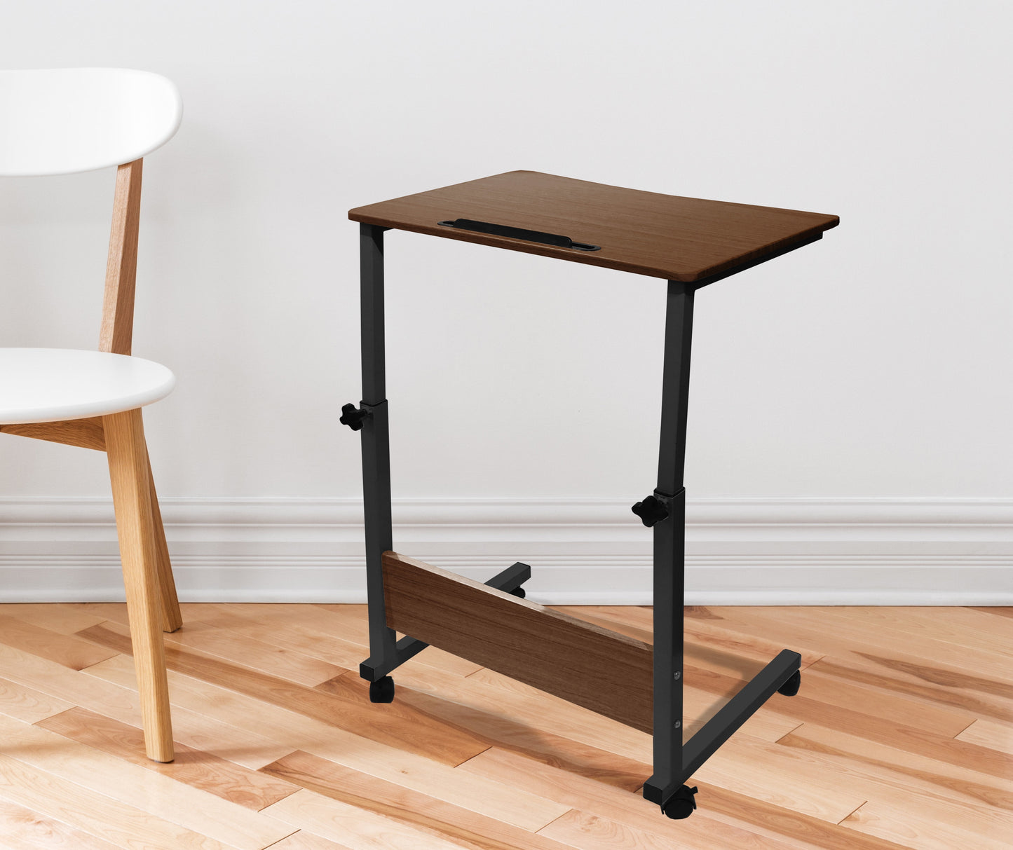 Urban Shop Dark Wood Adjustable Laptop Cart