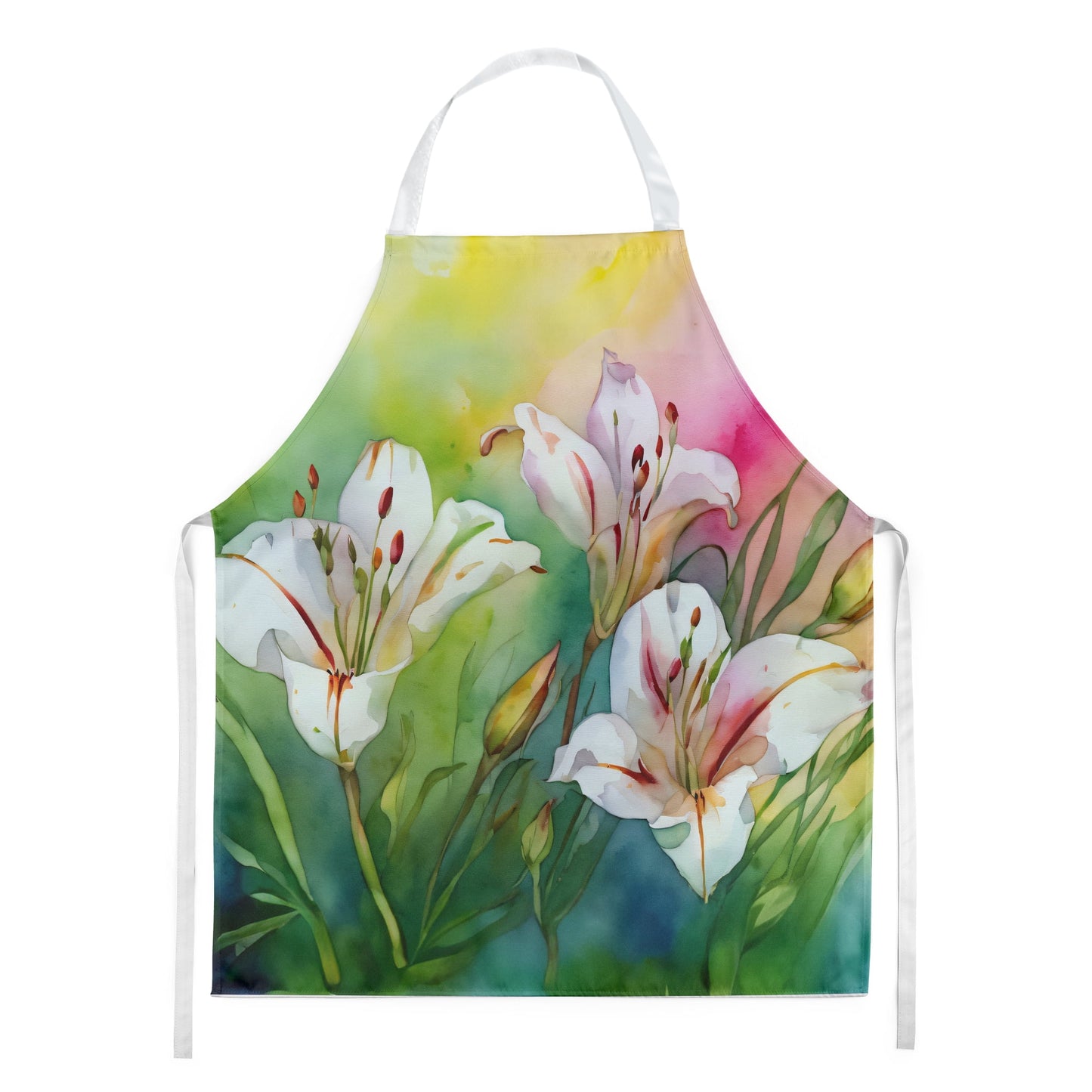Utah Sego Lilies in Watercolor Apron 27 in x 30 in