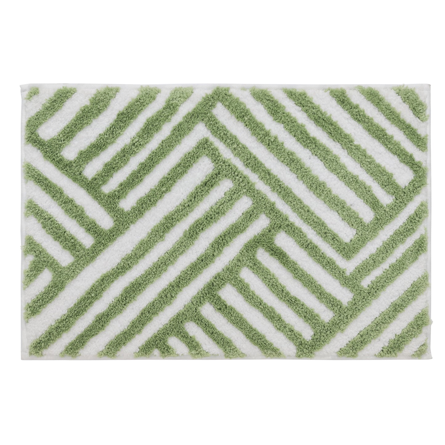 VCNY Home Green Geometric Lines Tufted Bath Rug, 18" x 27"