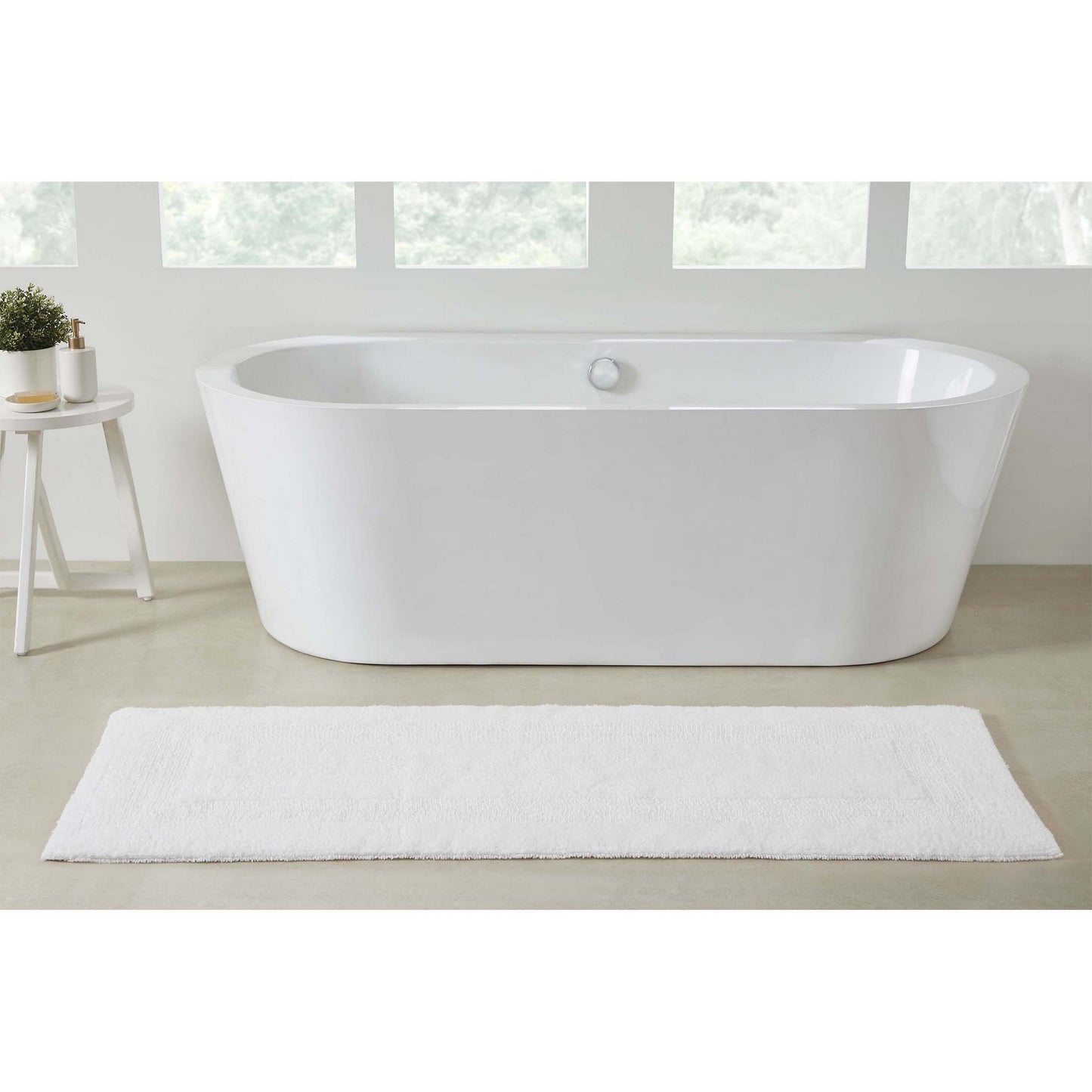 VCNY Home Jessica Bright White Ring Spun Cotton Reversible Bath Runner, 24" x 60"