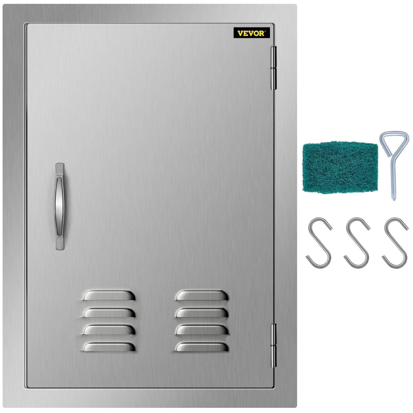 VEVOR BBQ Access Door 17 x 24 inch Vertical Island Door with Vents Stainless Steel Single Access Door Flush Mount Outdoor Kitchen