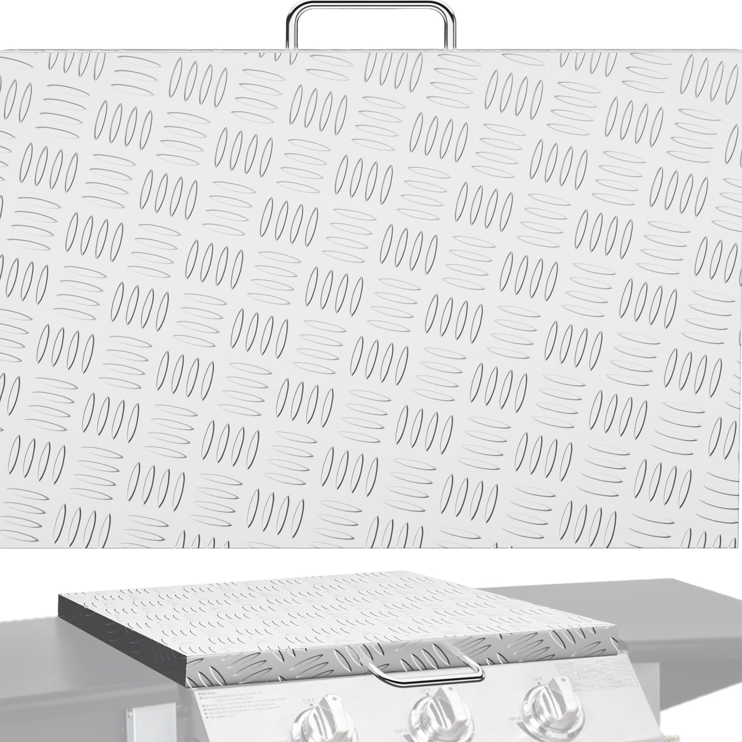 VEVOR Griddle Lid Cover Aluminum Diamond Plate Steel, 28 Inch, Silver