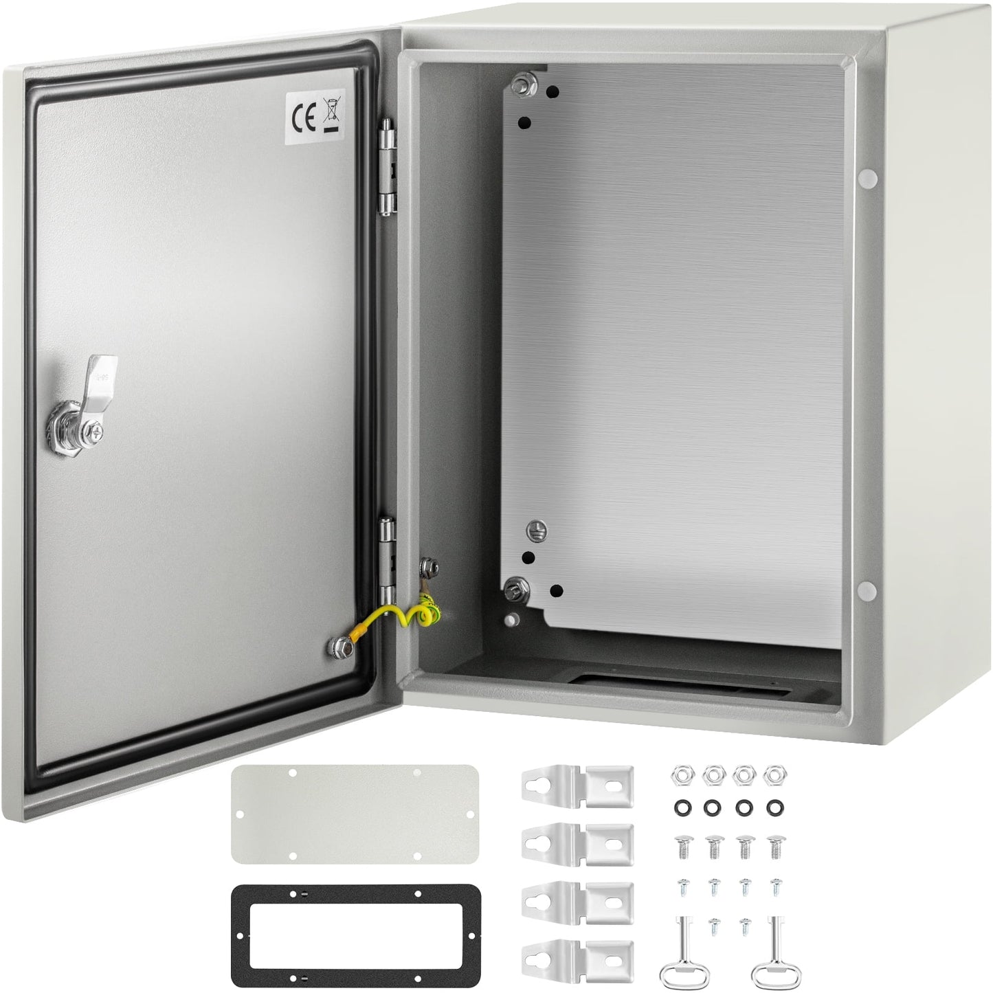 VEVOR Steel Box 16"x 12"x 8" Electrical Enclosure Box, Carbon Steel Hinged Junction Box, Ip65 Weatherproof Metal Box Wall-Mounted