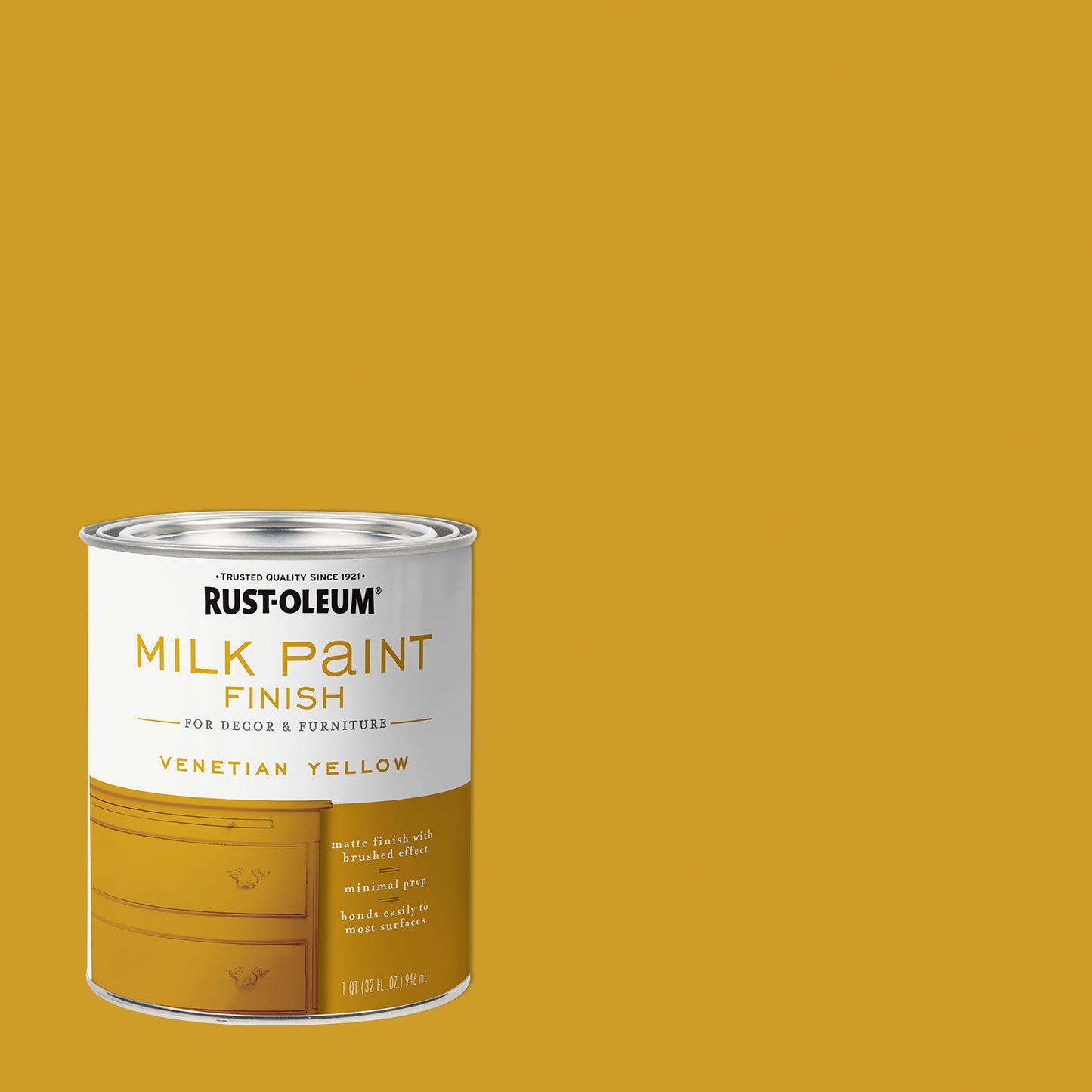 Amarillo Veneciano, Rust-Oleum Pintura de Leche Mate Amarillo Veneciano-334195, Cuarto, Paquete de 2