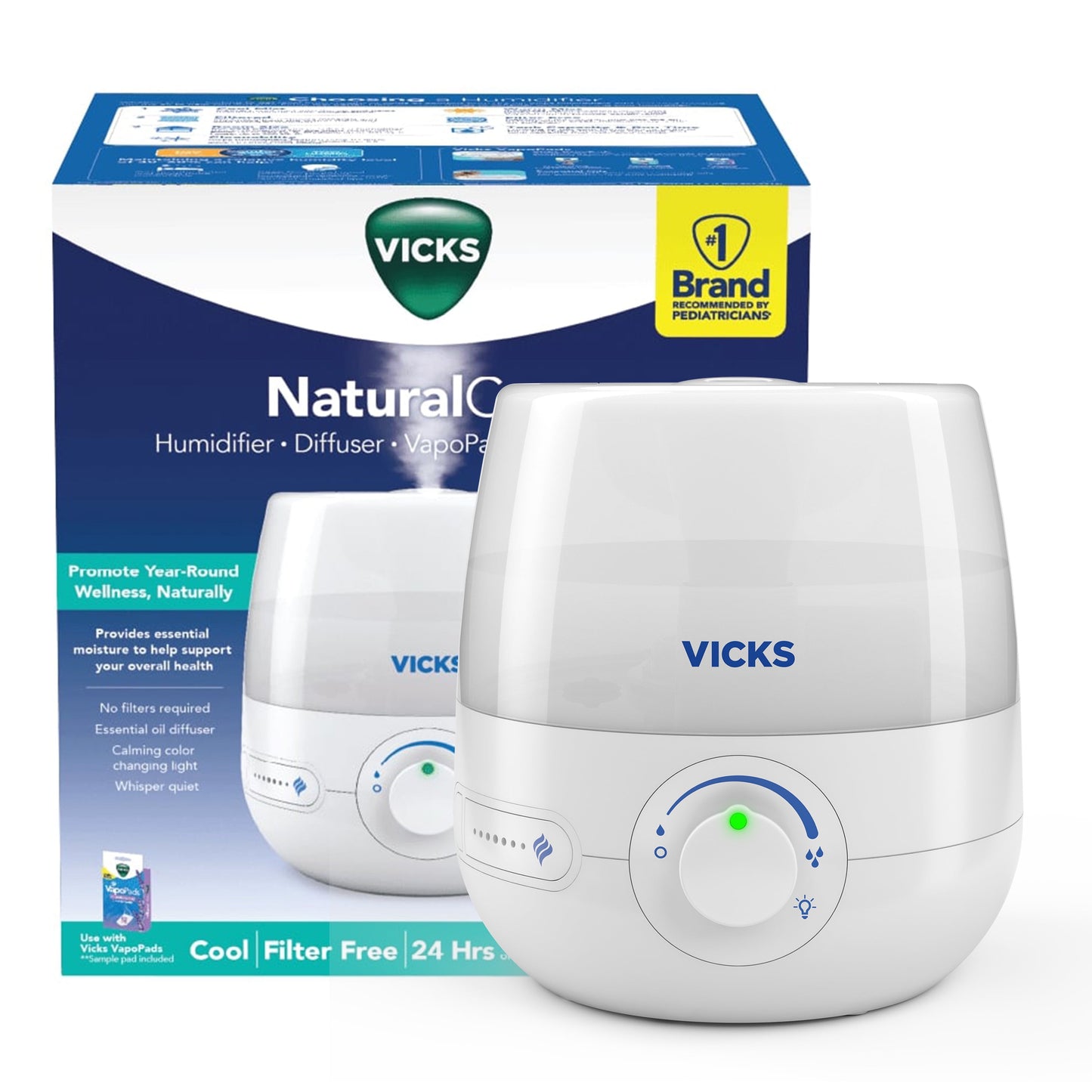 Vicks 0.6 gal 200 sq ft Ultrasonic Cool Mist Humidifier, White