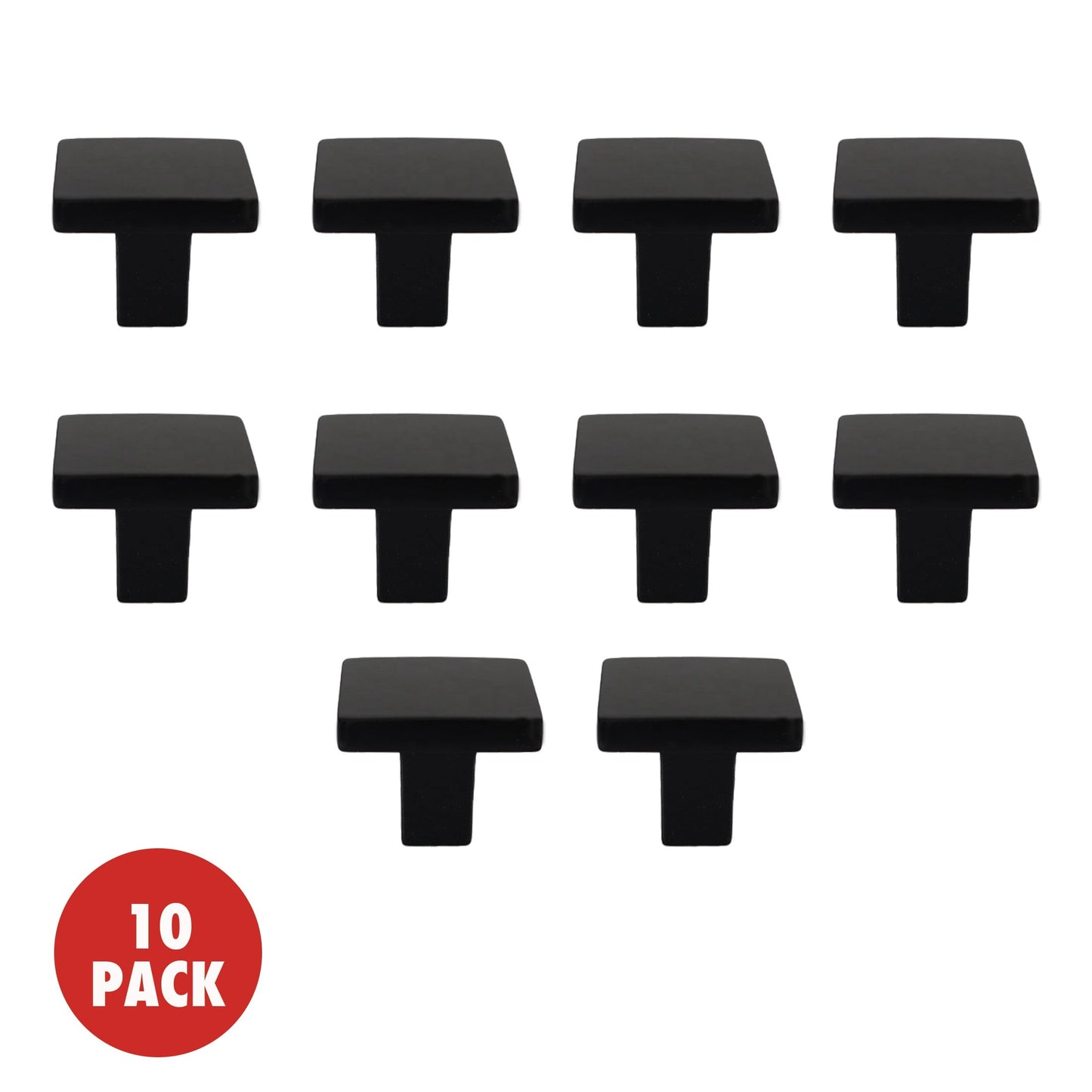 Würth Matte Black Square Cabinet Knob, 10 pack