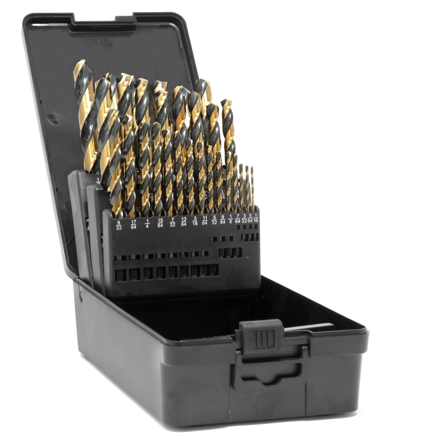 WEN 29-Piece Fully Ground Black Gold HSS Jobber Drill Bit Set with Carrying Case