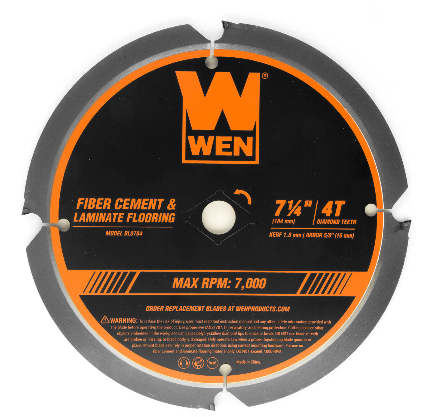WEN 7-1/4-Inch 4-Tooth Diamond-Tipped (PCD) Professional Circular Saw Blade for Fiber Cement and Laminate Flooring, BL0704