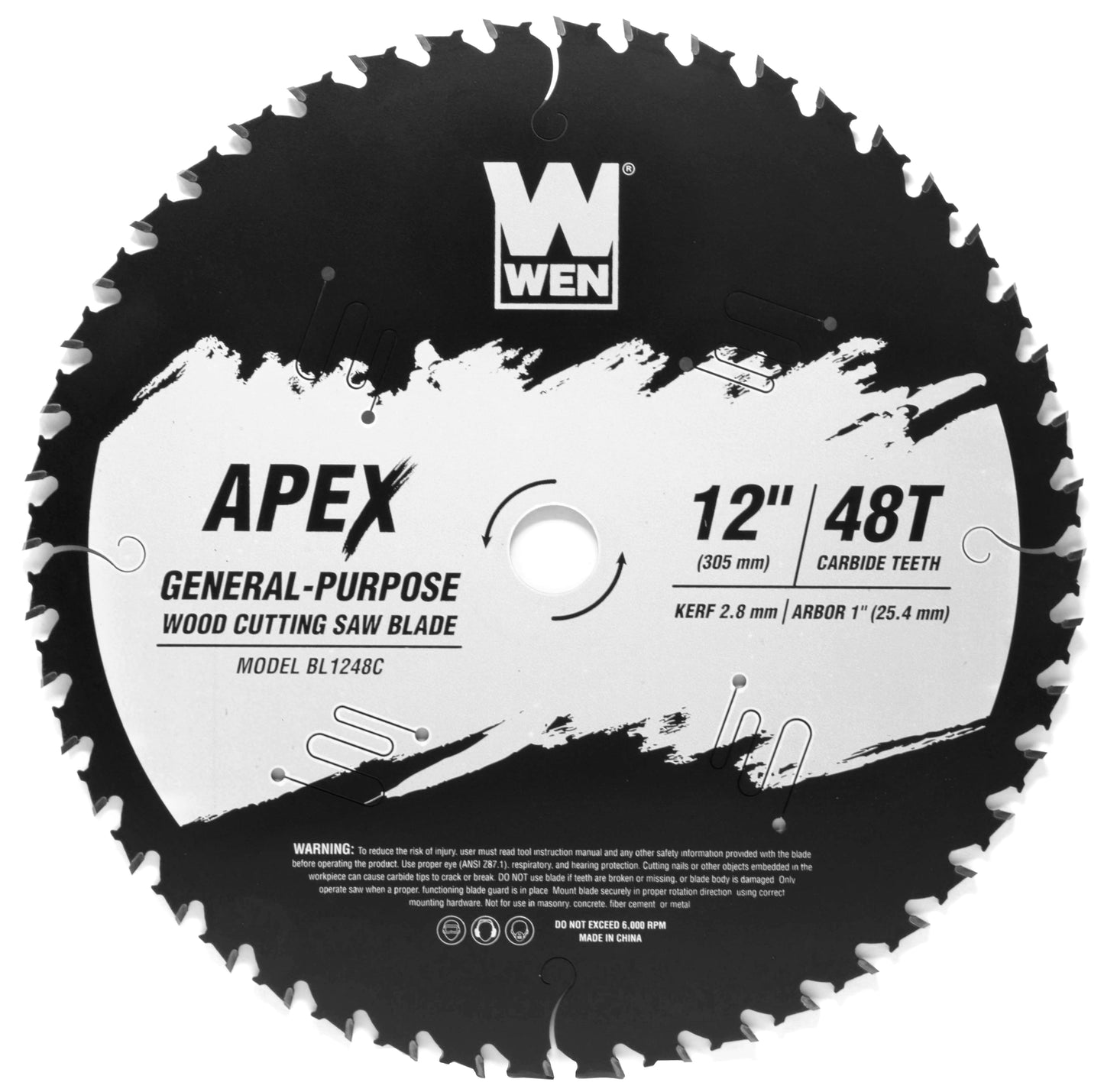 WEN Apex 12-Inch 48-Tooth Carbide-Tipped General-Purpose Industrial-Grade Woodworking Saw Blade with Cool-Cut Coating